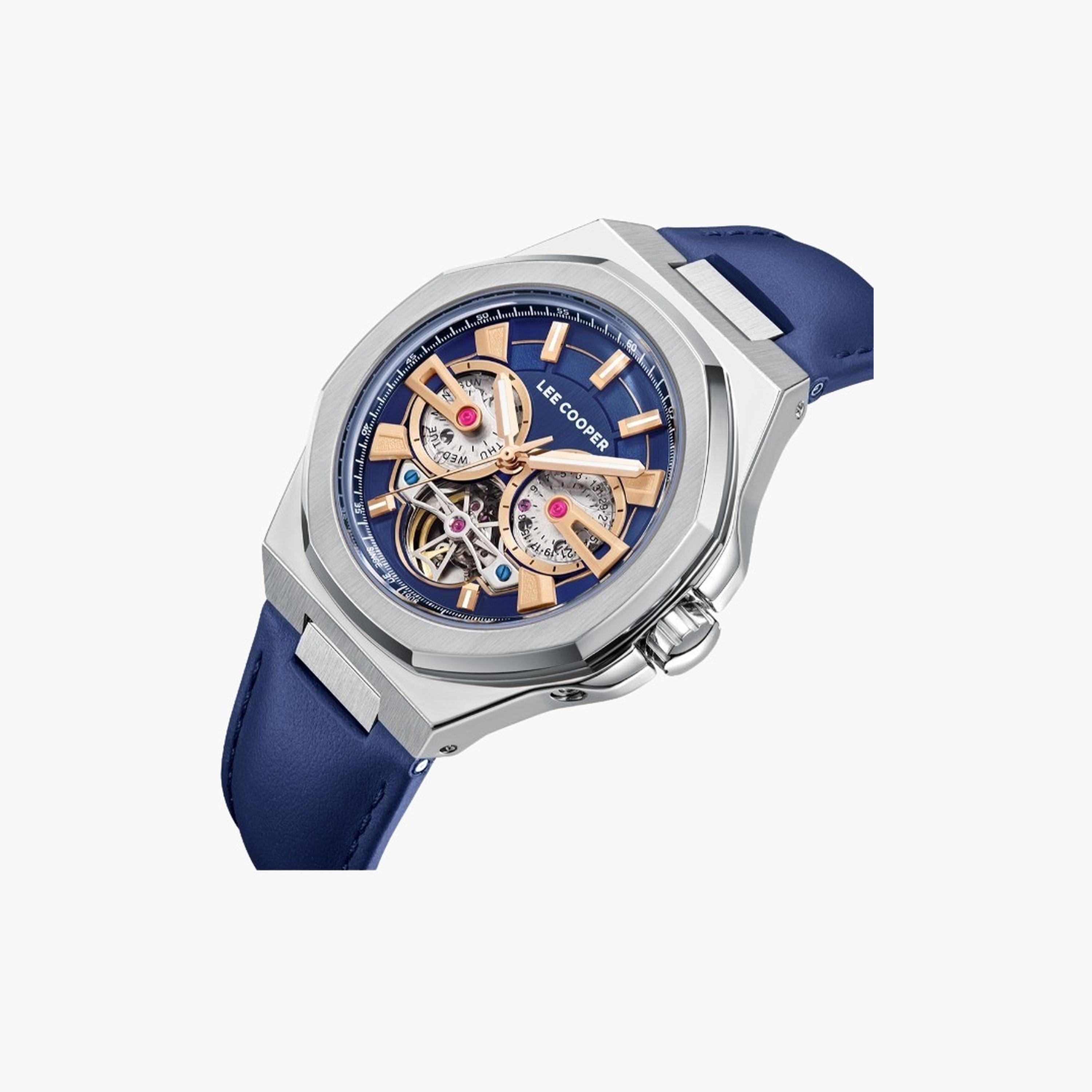 Lee Cooper Men's 43MM Blue Automatic Leather Strap Watch | LC08125.399-men-watchesandjewellery-watches-image-5