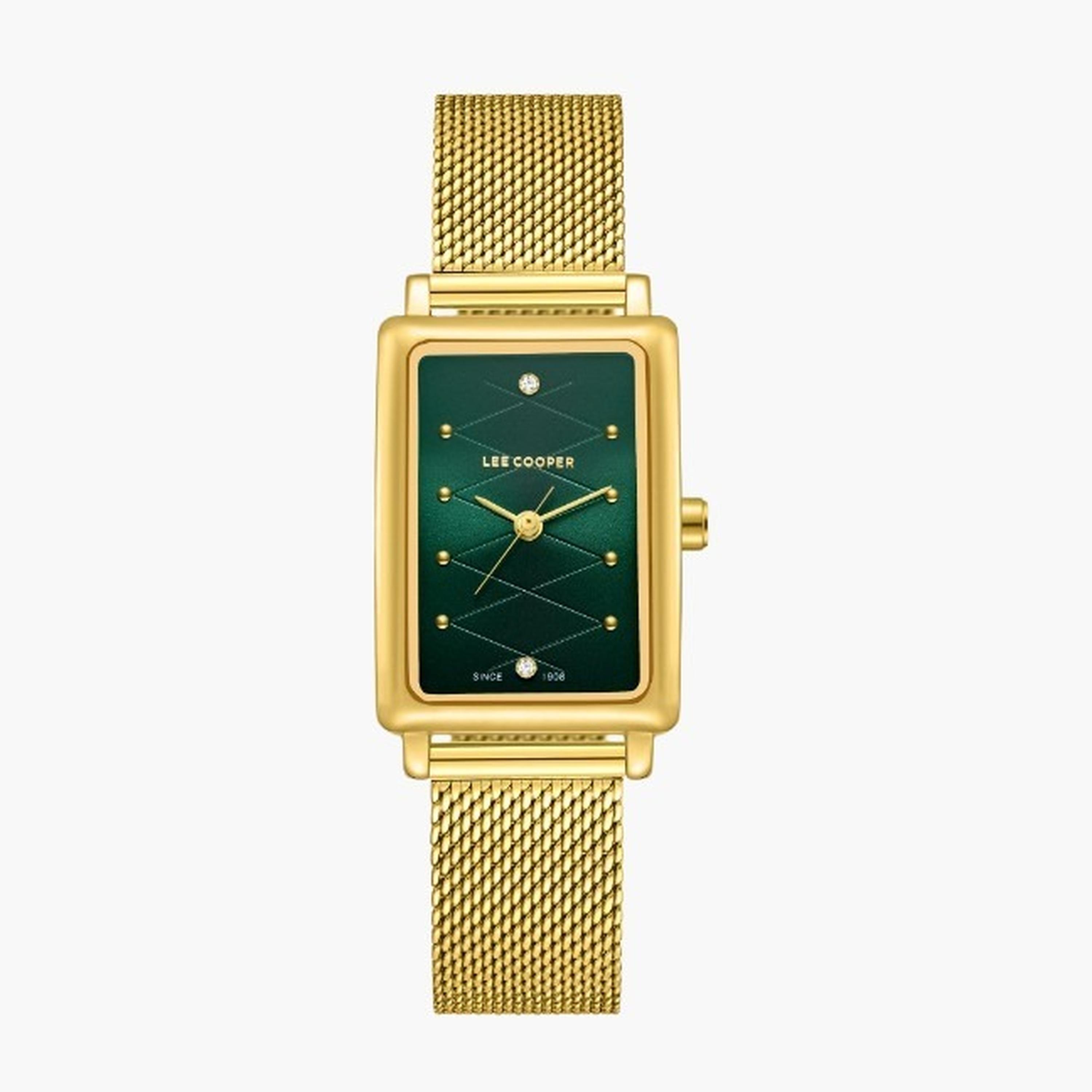 لي كوبر- ساعة نسائية 38 مم تناظرية سوار شبكي لون أخضر غامق-women-watchesandjewellery-watches-image-1