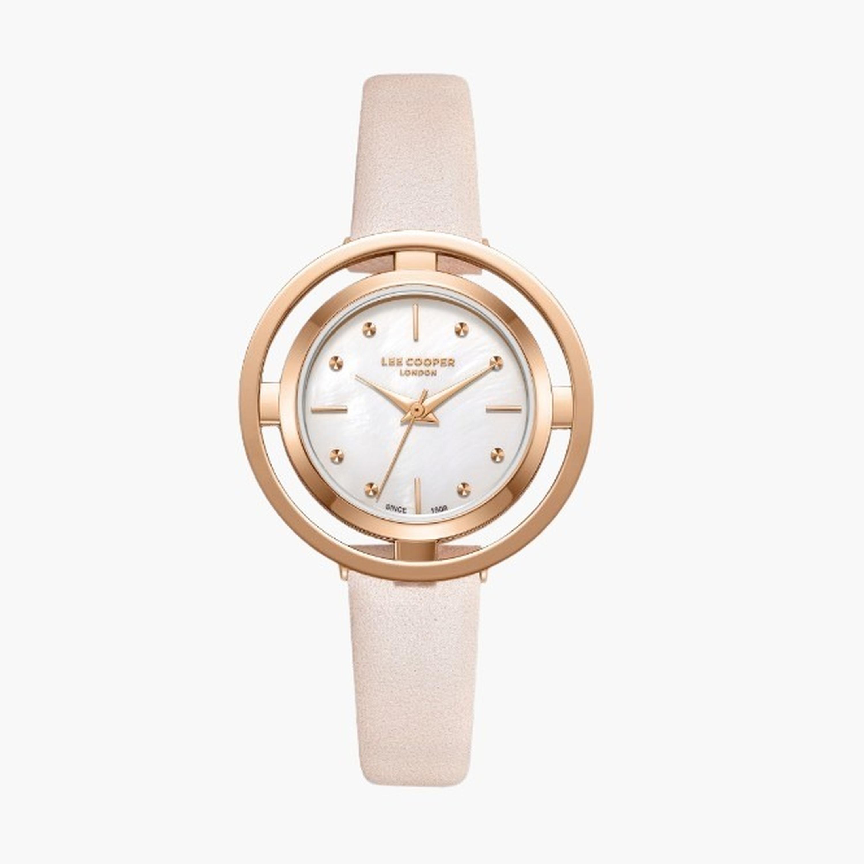 لي كوبر- ساعة نسائية تناظرية سوار جلدي لون لؤلؤي-women-watchesandjewellery-watches-image-1