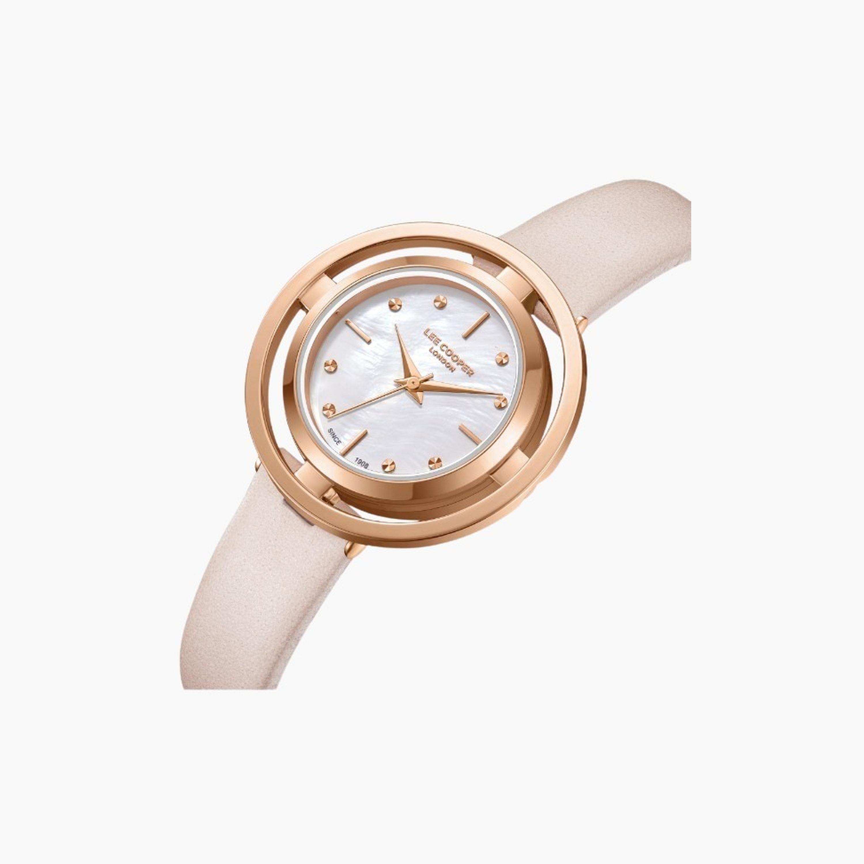 لي كوبر- ساعة نسائية تناظرية سوار جلدي لون لؤلؤي-women-watchesandjewellery-watches-image-2
