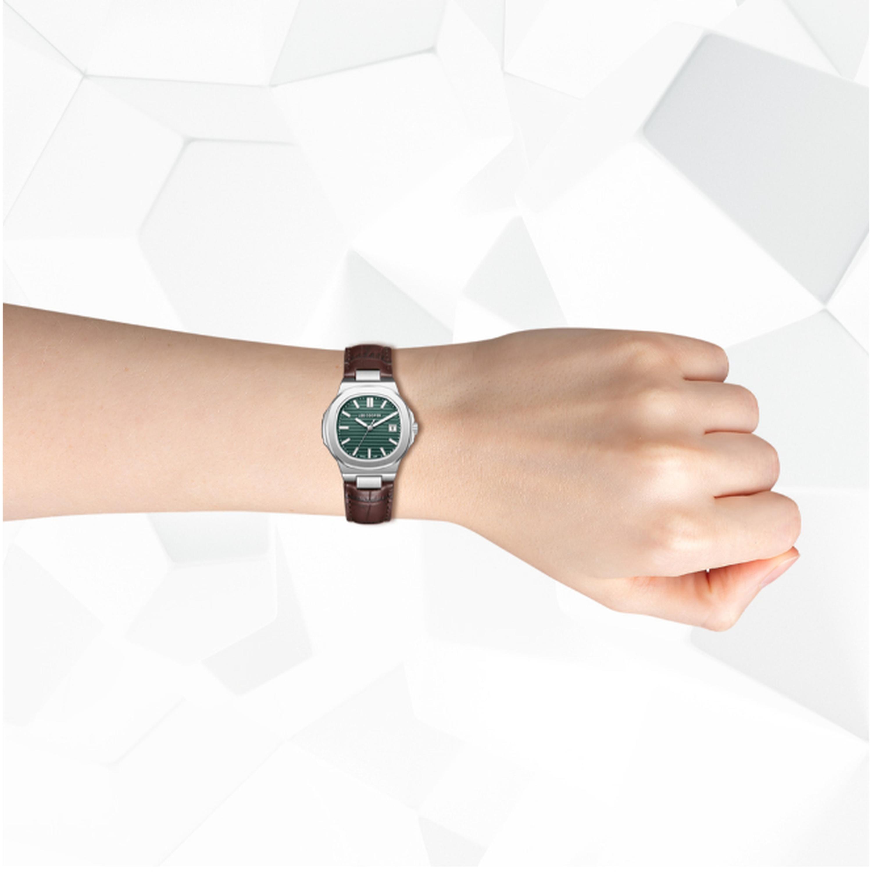 لي كوبر- ساعة نسائية 35 مم تناظرية سوار جلدي لون أخضر غامق-women-watchesandjewellery-watches-image-8
