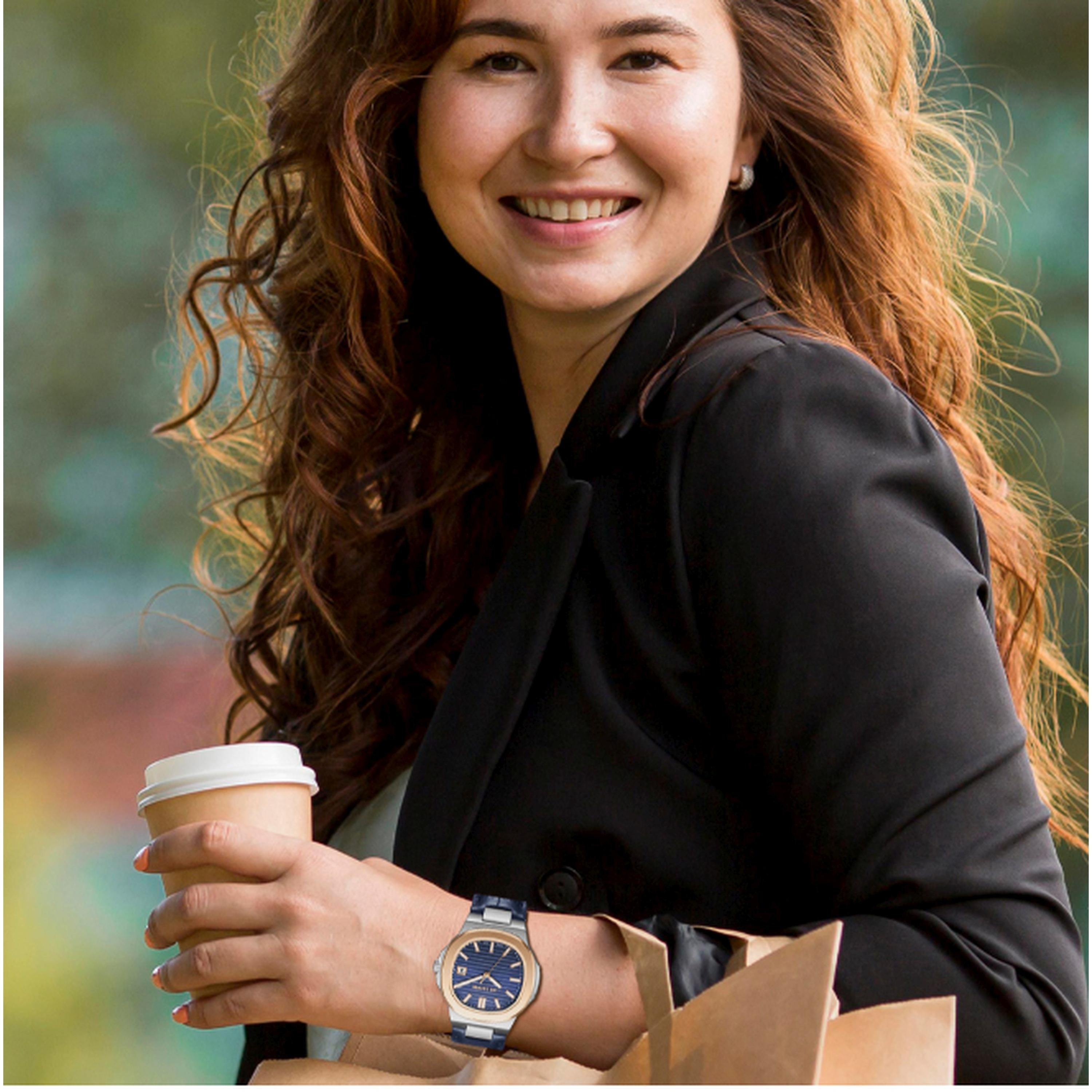 لي كوبر- ساعة نسائية 35 مم تناظرية سوار جلدي لون أزرق-women-watchesandjewellery-watches-image-7
