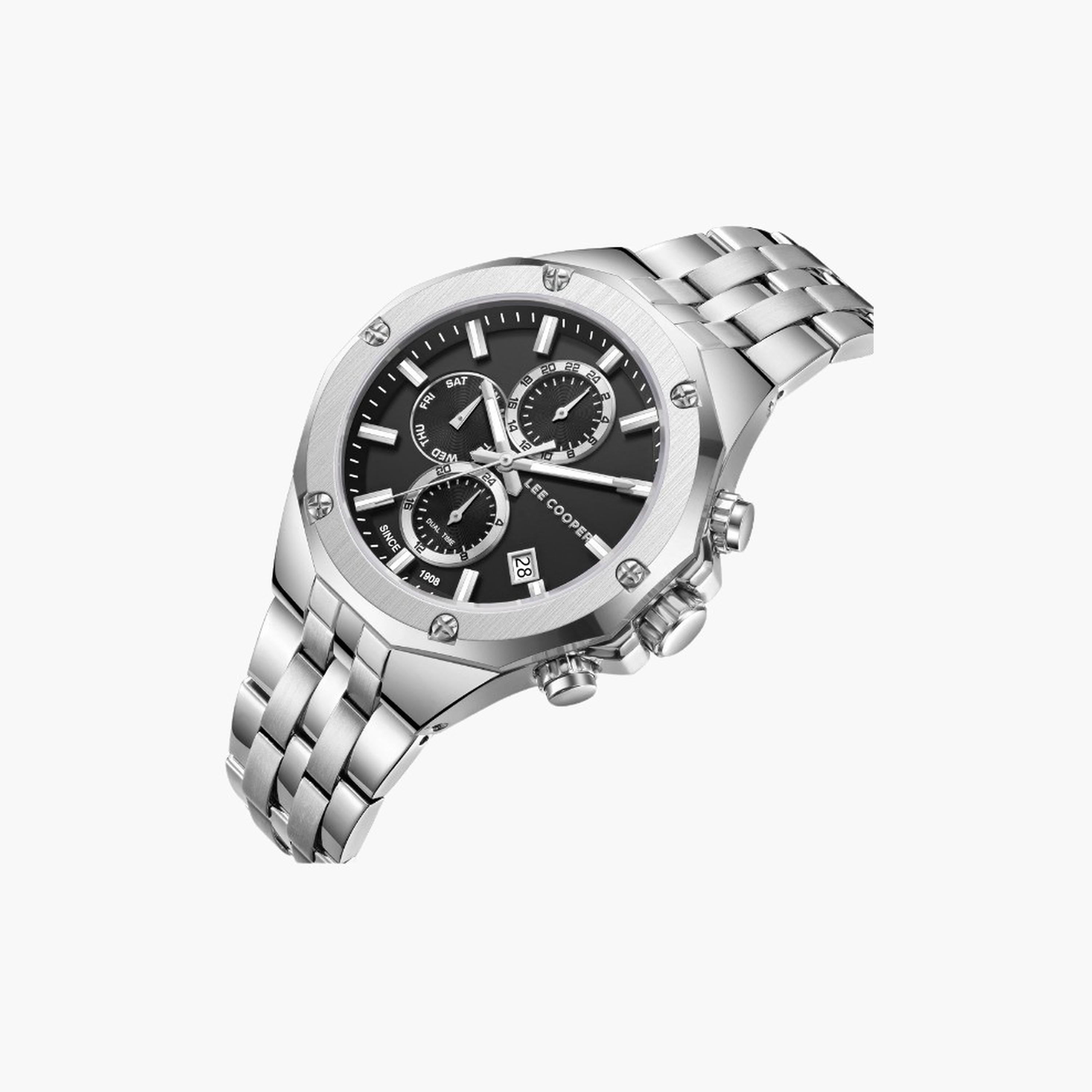 Lee Cooper Men's 42MM Silver Chronograph Metal Strap Watch | LC08104.350-men-watchesandjewellery-watches-image-2