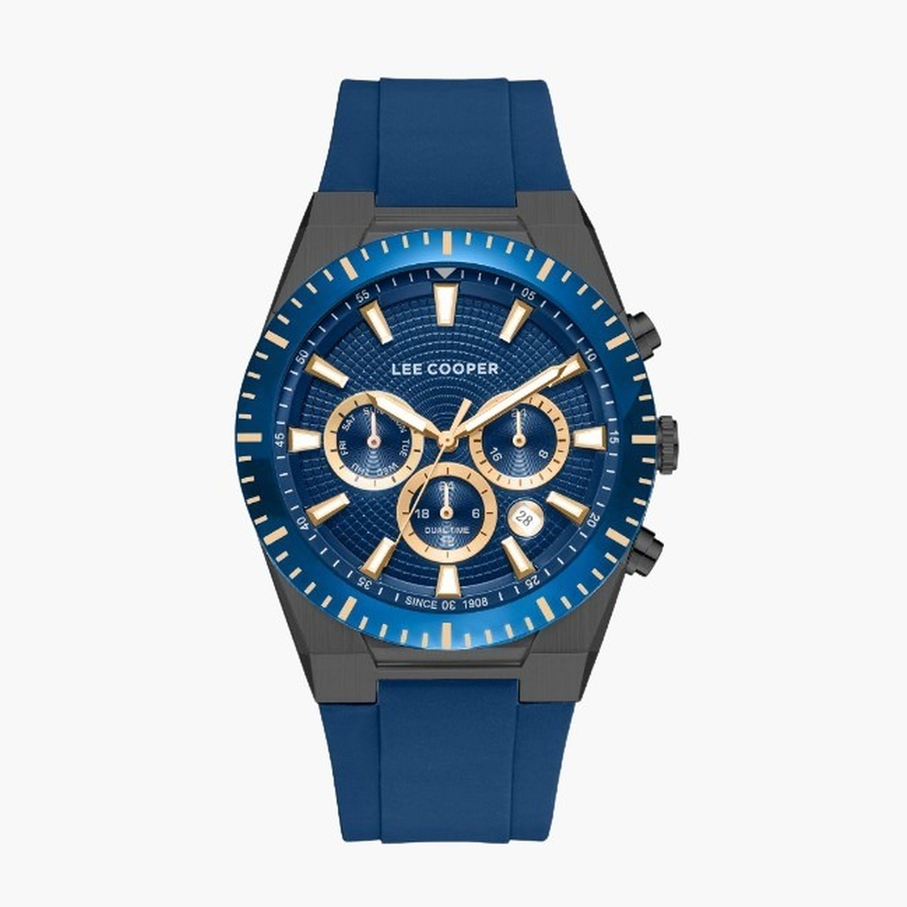 لي كوبر- ساعة رجالية 42 مم كرونوغراف سوار سيليكون لون أزرق-men-watchesandjewellery-watches-image-1
