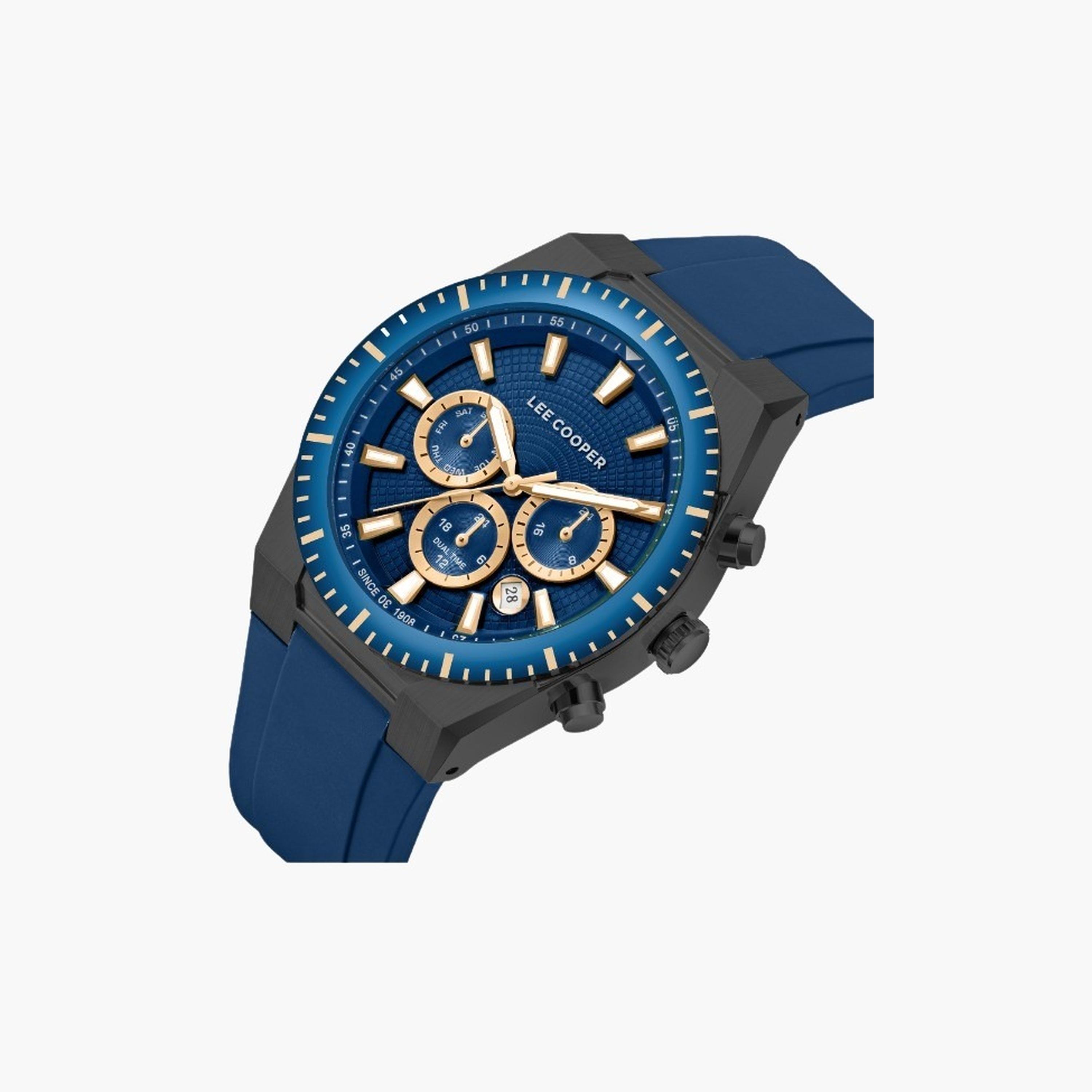 لي كوبر- ساعة رجالية 42 مم كرونوغراف سوار سيليكون لون أزرق-men-watchesandjewellery-watches-image-2