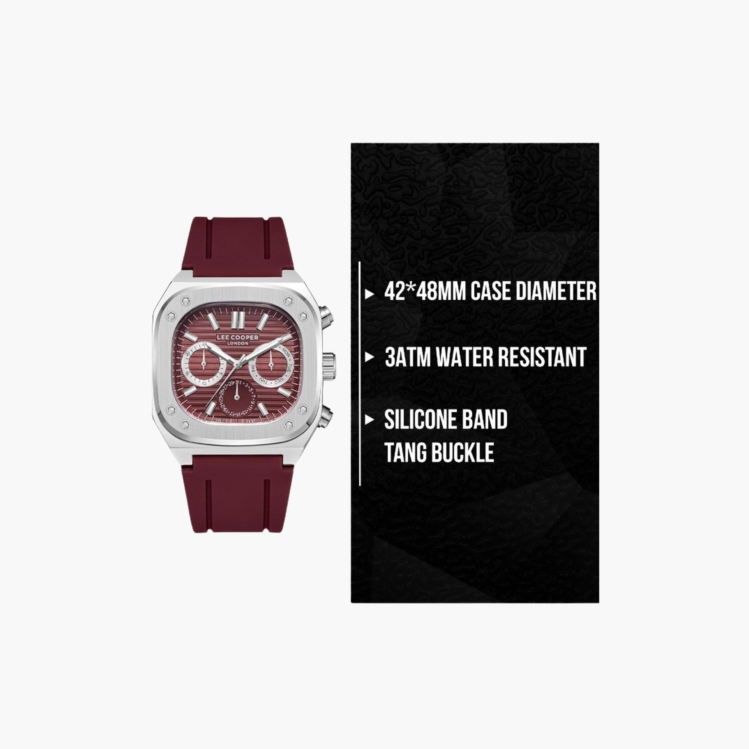 لي كوبر- ساعة رجالية 48 مم كرونوغراف سوار سيليكون لون أحمر-men-watchesandjewellery-watches-image-9