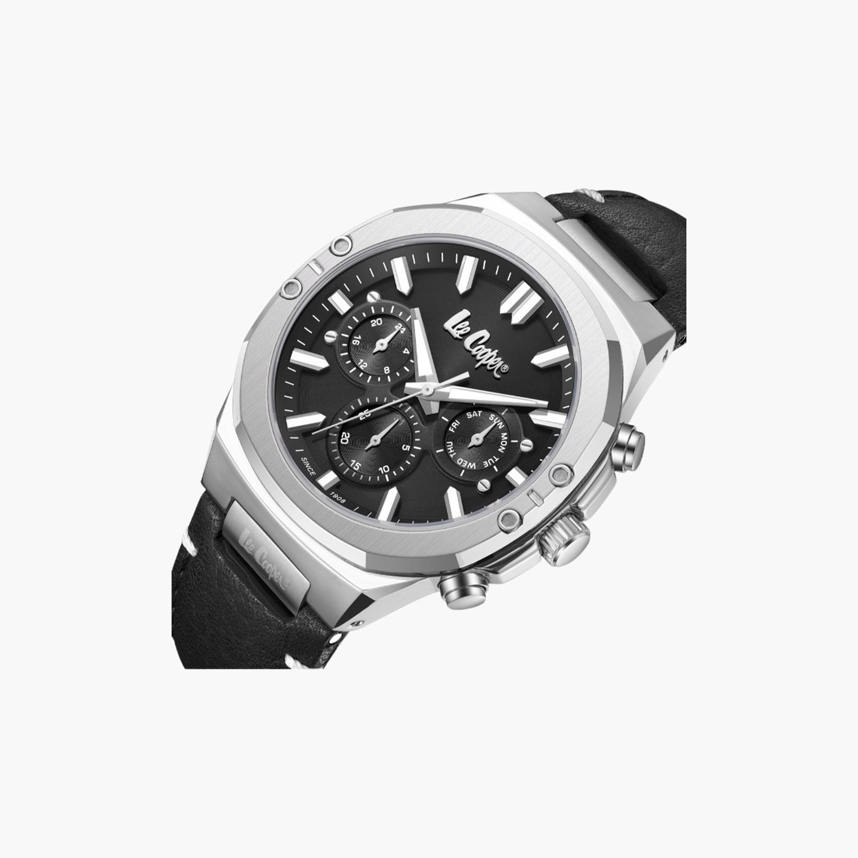 لي كوبر- ساعة رجالية 43 مم كرونوغراف سوار جلدي لون أسود-men-watchesandjewellery-watches-image-5