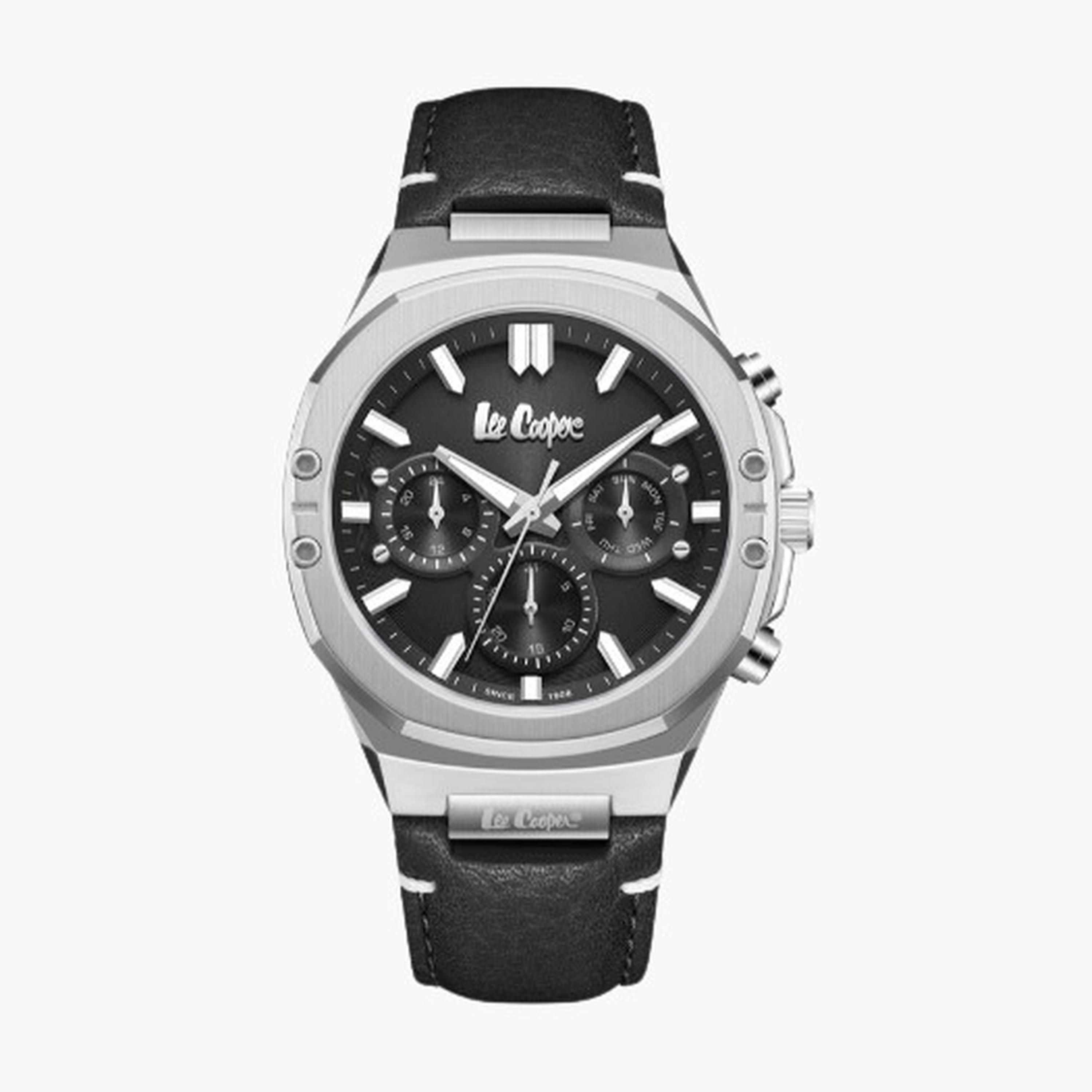 لي كوبر- ساعة رجالية 43 مم كرونوغراف سوار جلدي لون أسود-men-watchesandjewellery-watches-image-9