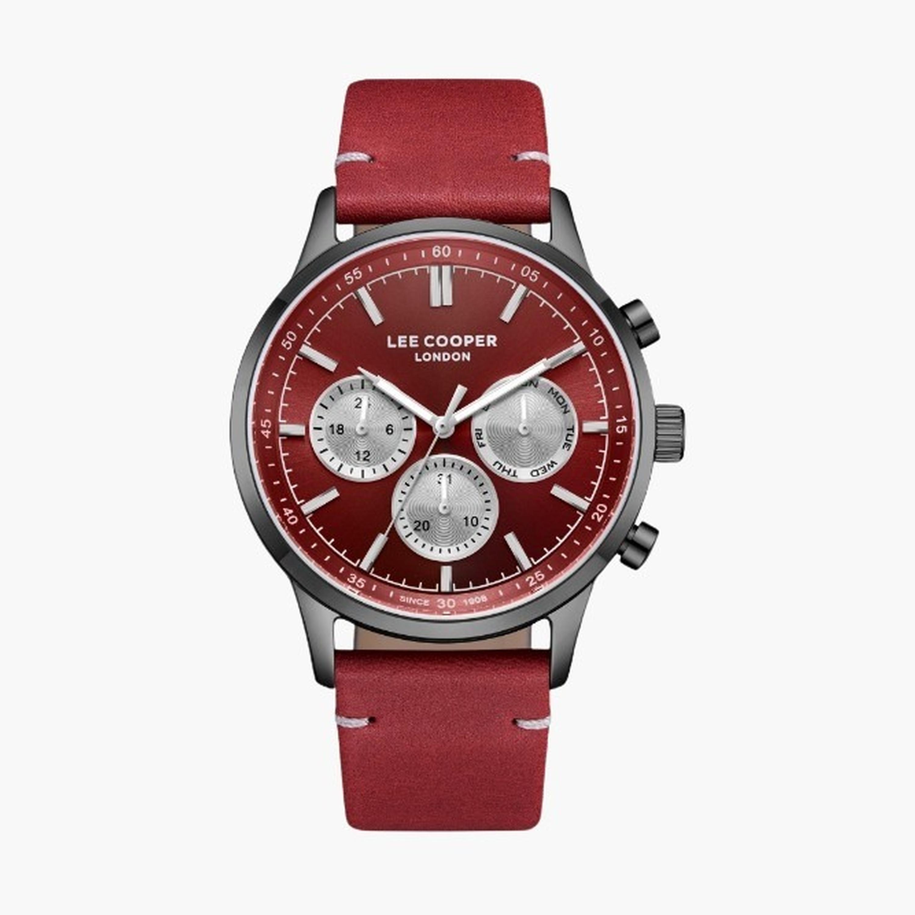 لي كوبر- ساعة رجالية كرونوغراف سوار جلدي لون أحمر-men-watchesandjewellery-watches-image-1