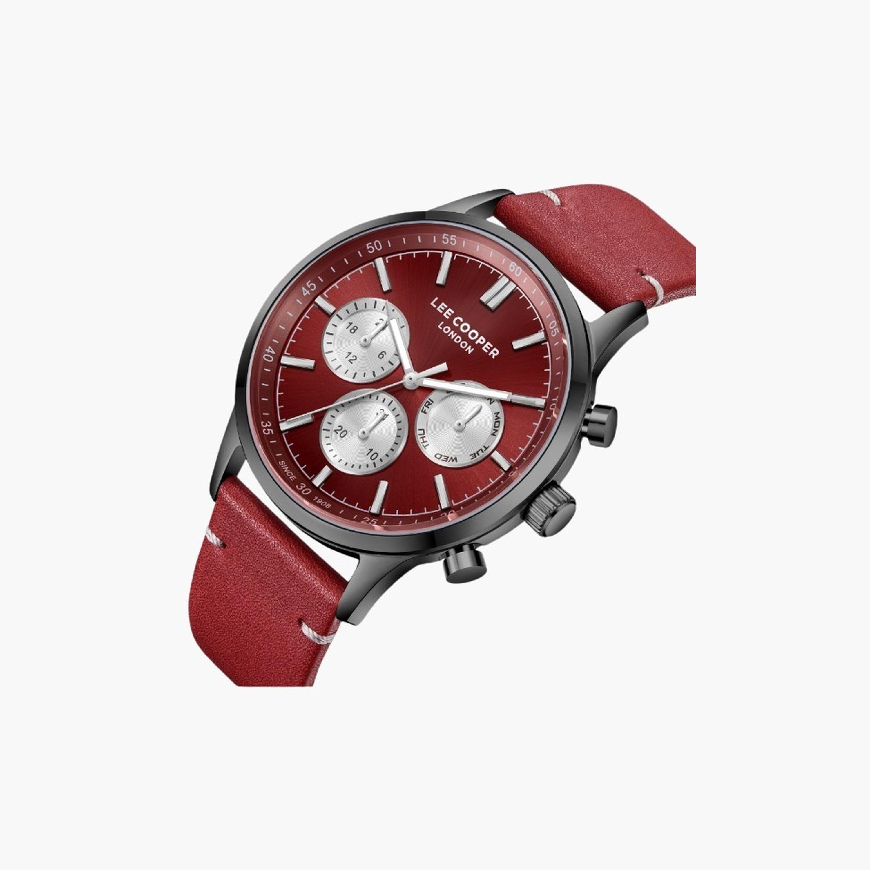 لي كوبر- ساعة رجالية كرونوغراف سوار جلدي لون أحمر-men-watchesandjewellery-watches-image-2