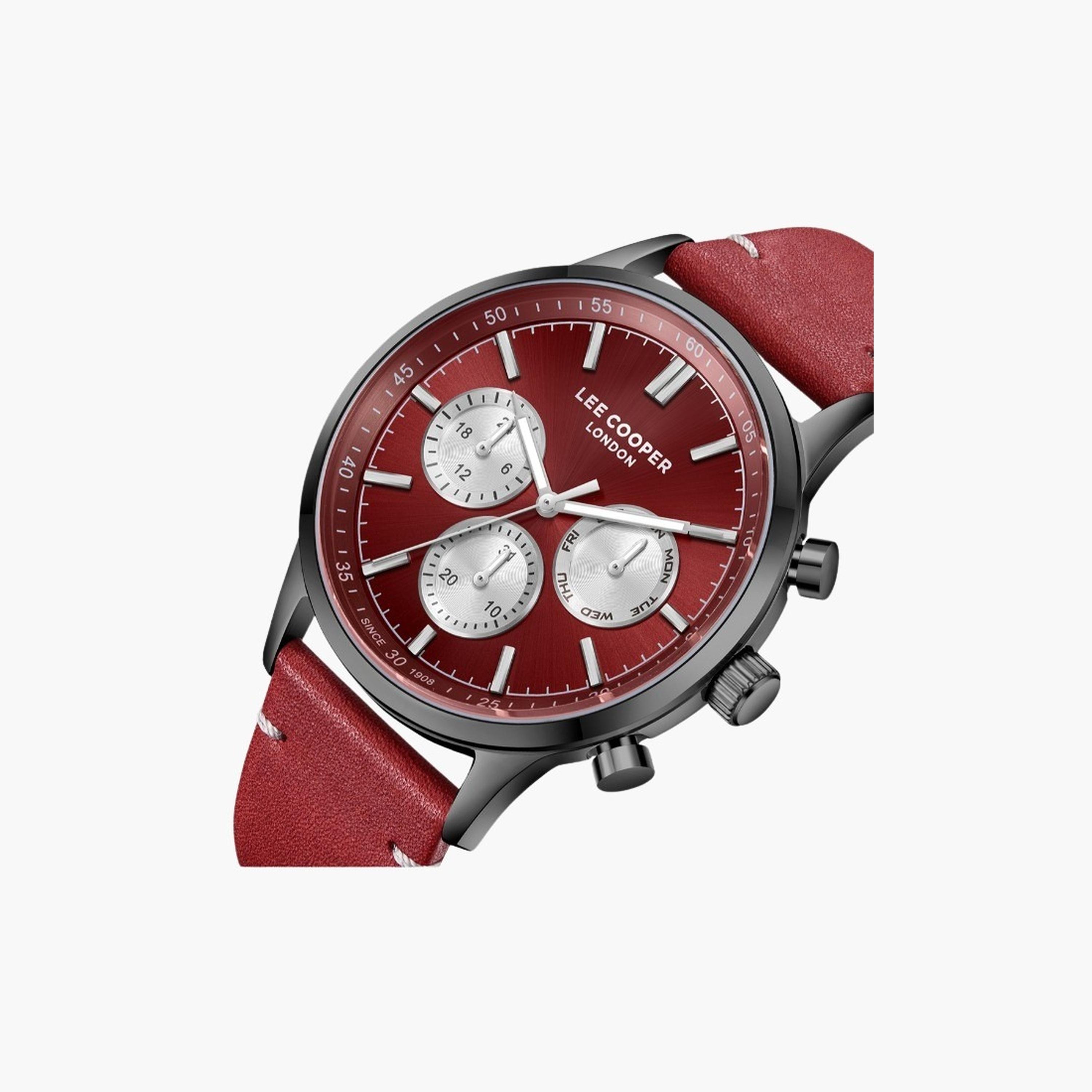 لي كوبر- ساعة رجالية كرونوغراف سوار جلدي لون أحمر-men-watchesandjewellery-watches-image-5
