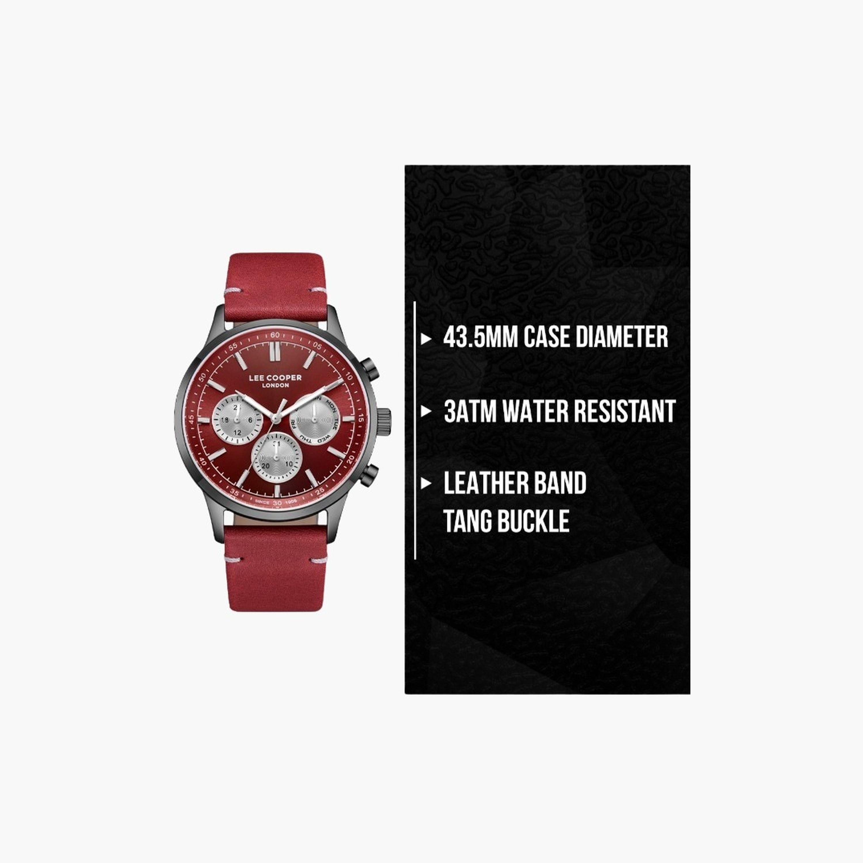 لي كوبر- ساعة رجالية كرونوغراف سوار جلدي لون أحمر-men-watchesandjewellery-watches-image-9