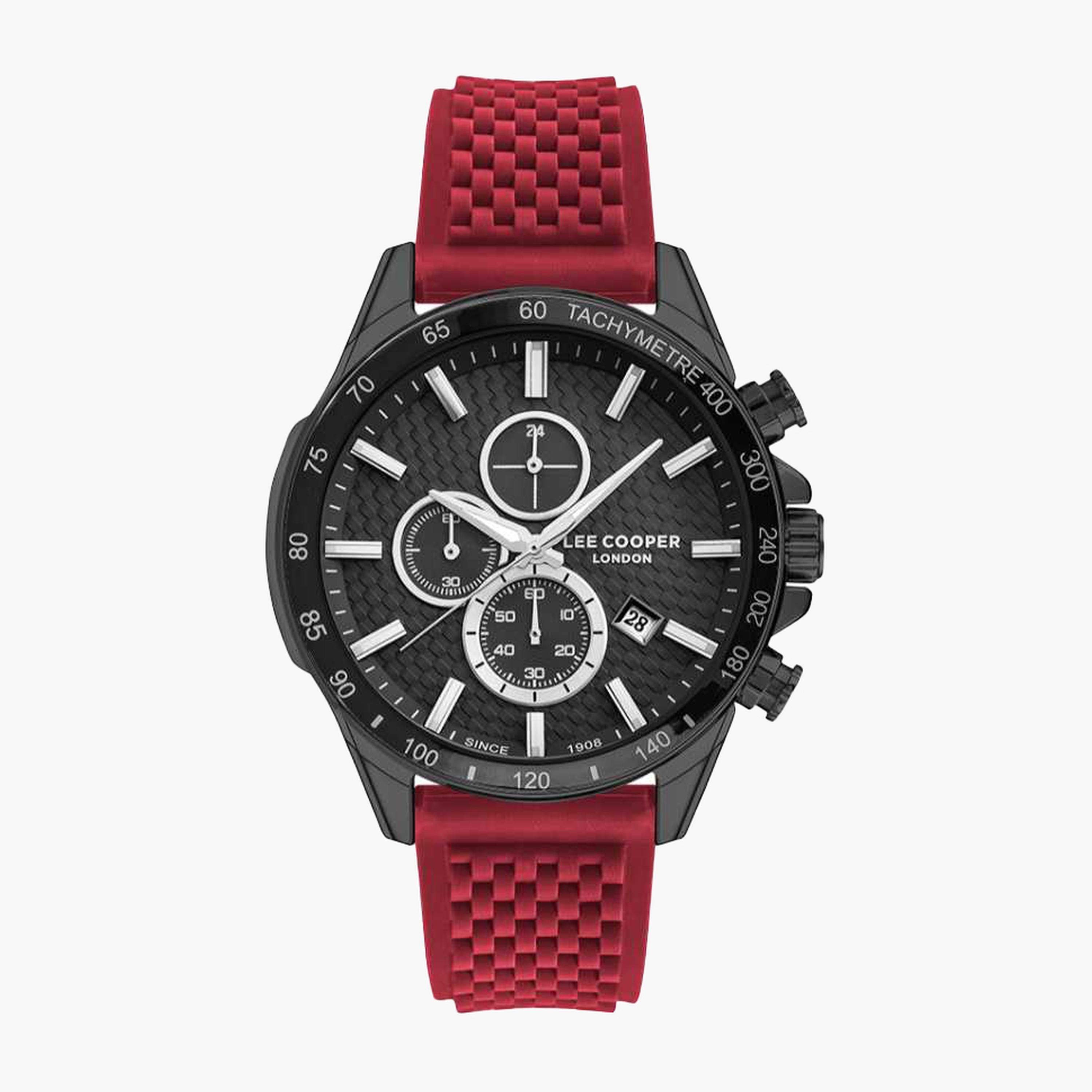 Lee Cooper Men's 46MM Red Chronograph Silicone Strap Watch | LC07341.658-men-watchesandjewellery-watches-image-1