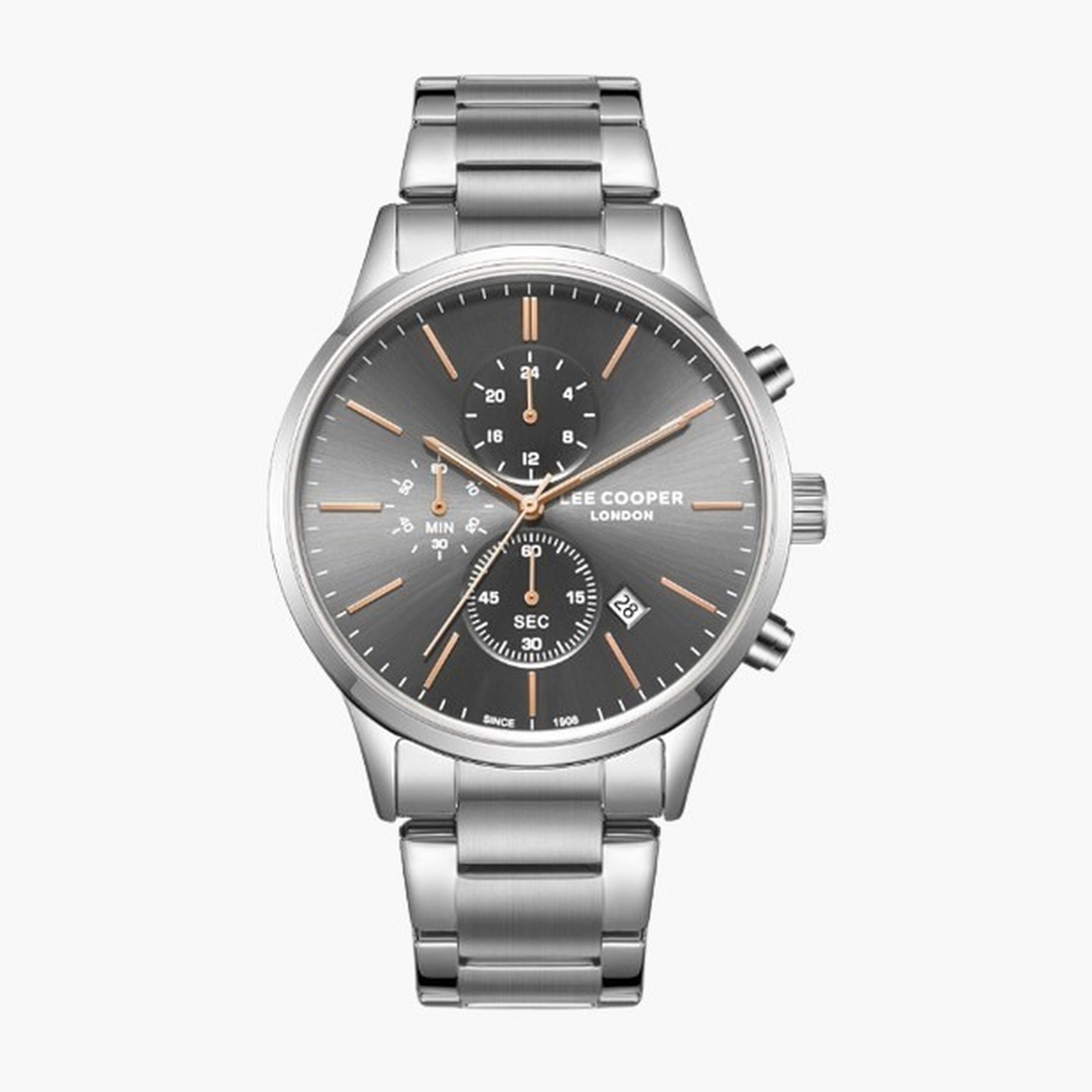 Lee Cooper Men's 43.5MM Silver Chronograph Metal Strap Watch | LC08042.360-men-watchesandjewellery-watches-image-1