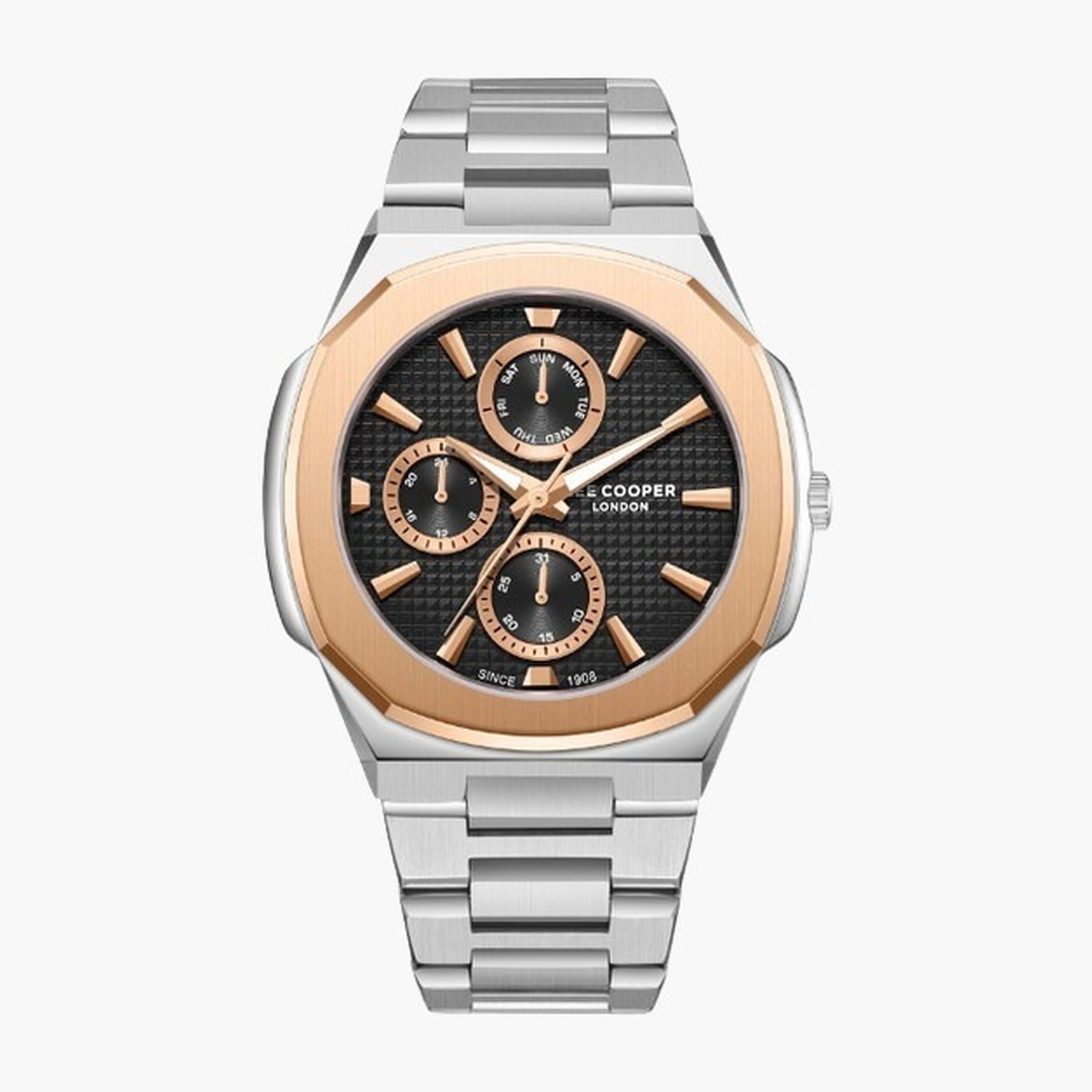 لي كوبر- ساعة رجالية 45 مم كرونوغراف سوار معدني لون أسود-men-watchesandjewellery-watches-image-1