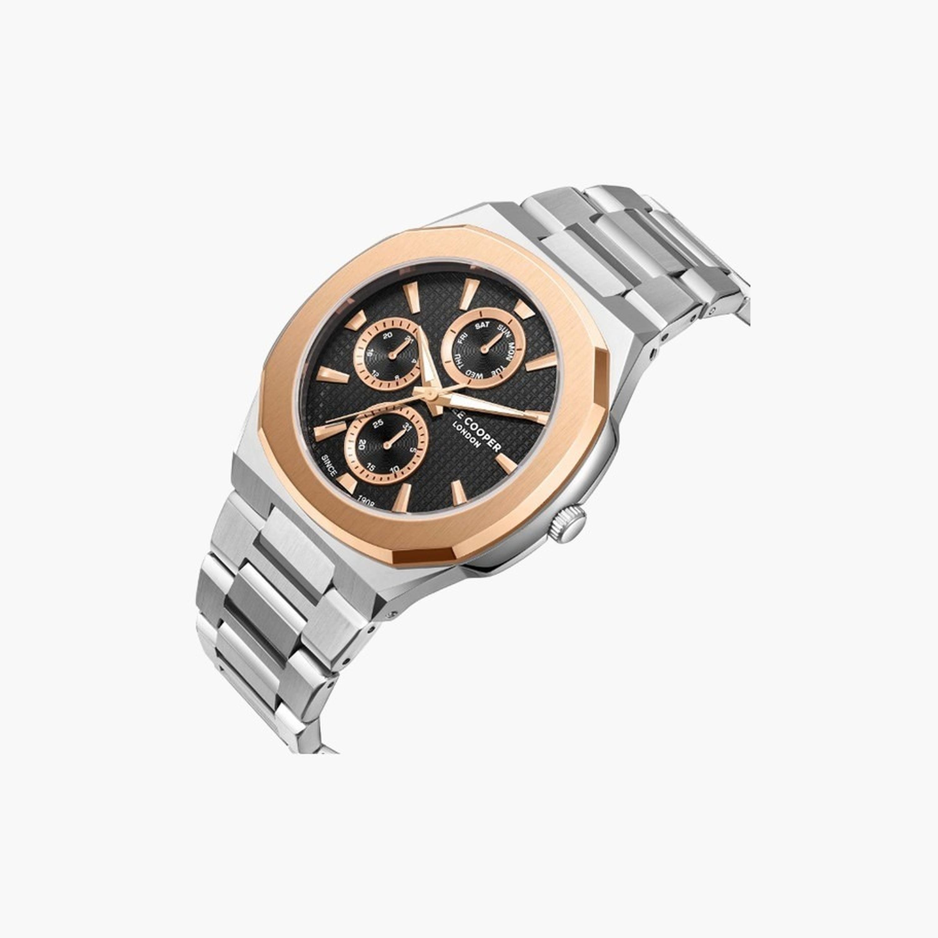 لي كوبر- ساعة رجالية 45 مم كرونوغراف سوار معدني لون أسود-men-watchesandjewellery-watches-image-2