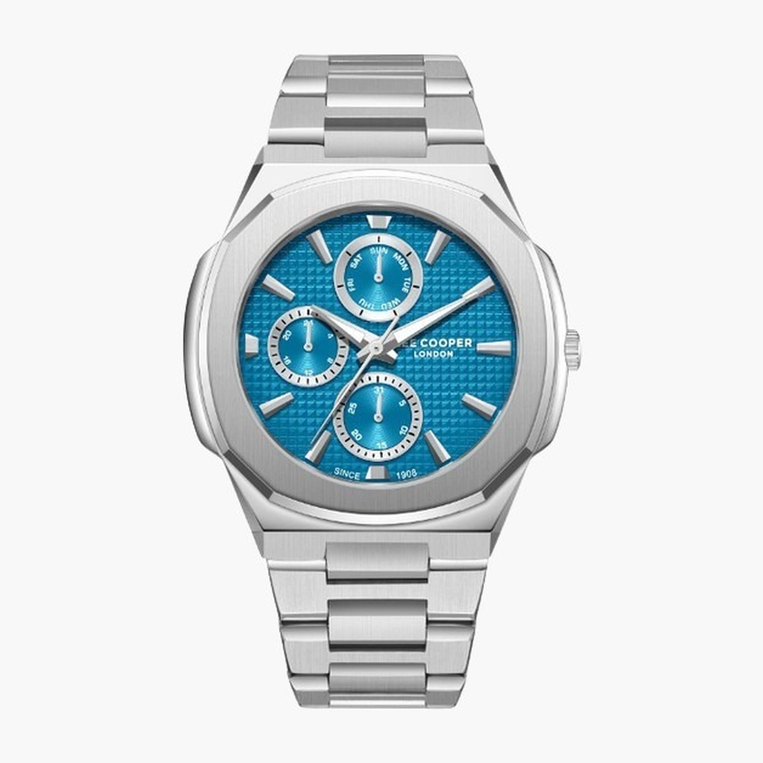 لي كوبر- ساعة رجالية 45 مم كرونوغراف سوار معدني لون أزرق-men-watchesandjewellery-watches-image-1