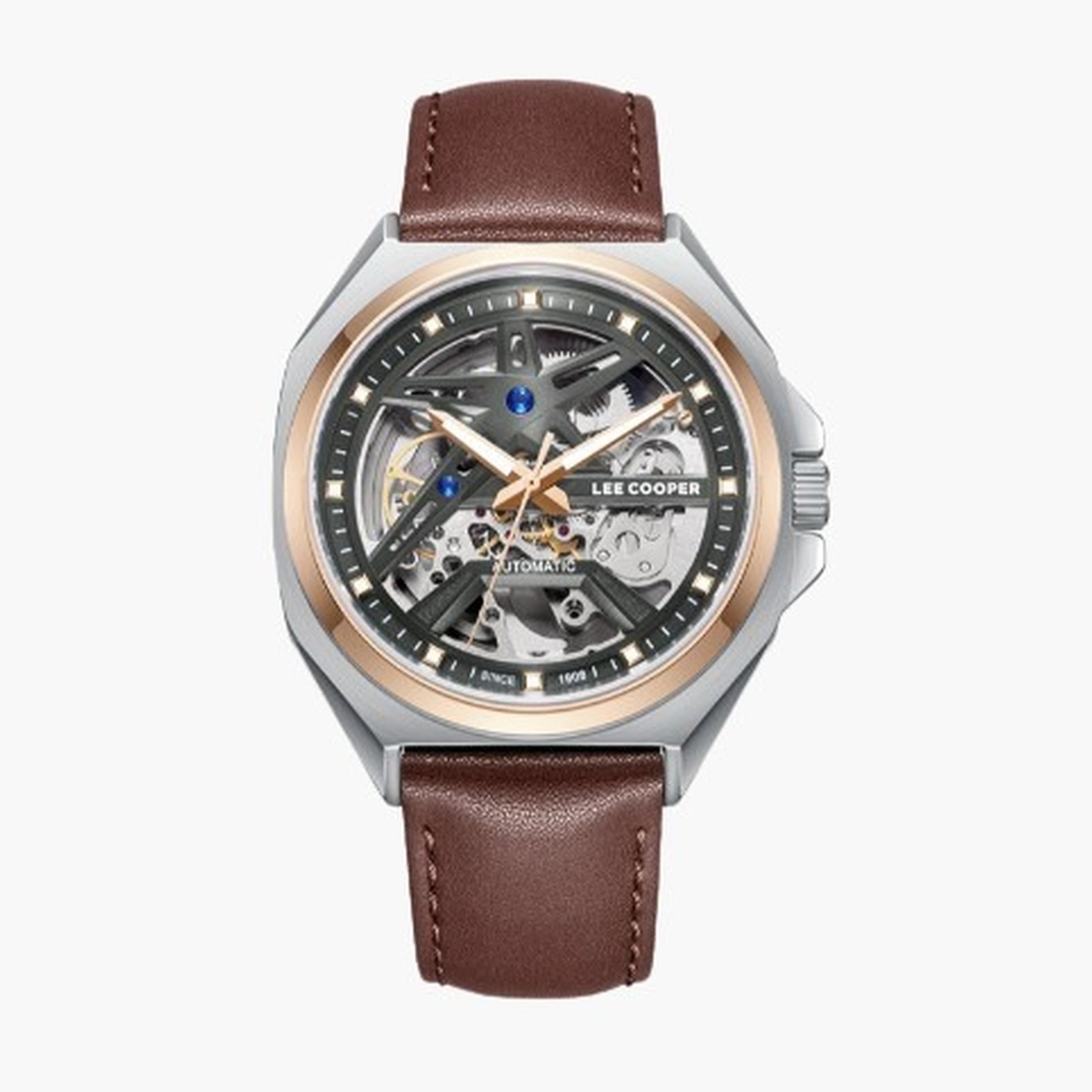 Lee Cooper Men's 44MM Brown Automatic Leather Strap Watch | LC08103.564-men-watchesandjewellery-watches-image-9