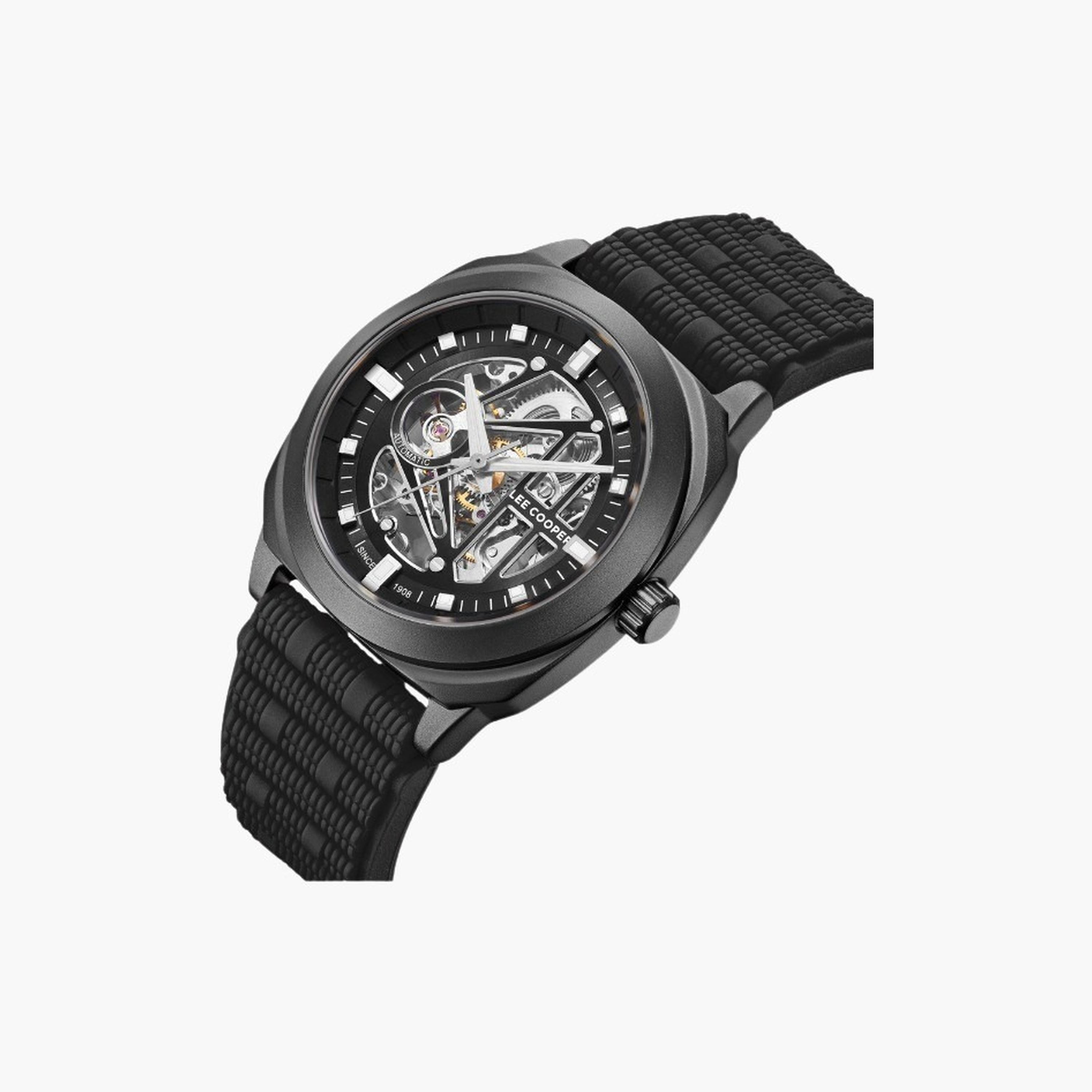 Lee Cooper Men's 41MM Black Automatic Silicone Strap Watch | LC08074.651-men-watchesandjewellery-watches-image-2