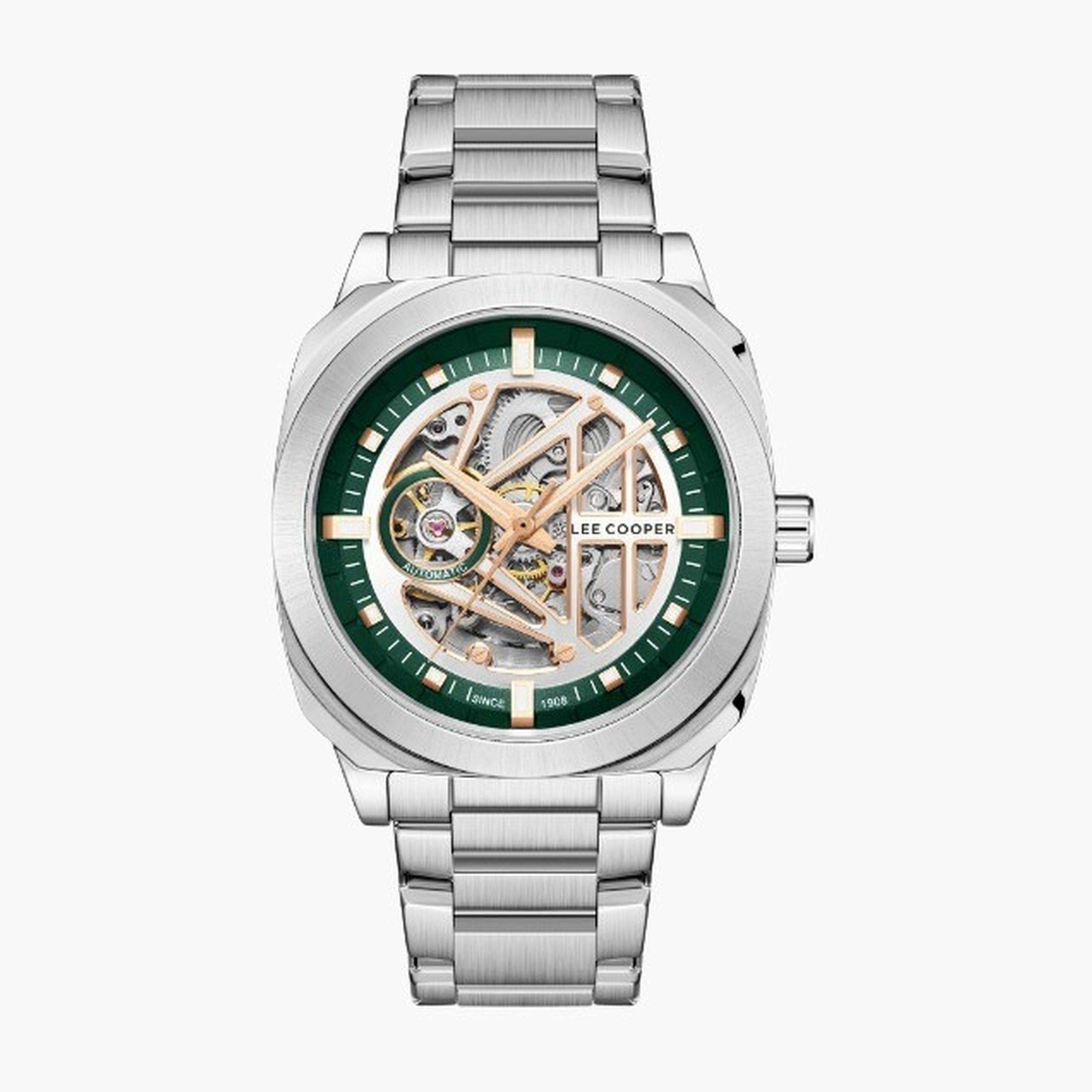 لي كوبر- ساعة رجالية 41 مم أوتوماتيكية سوار معدني لون أخضر غامق-men-watchesandjewellery-watches-image-1
