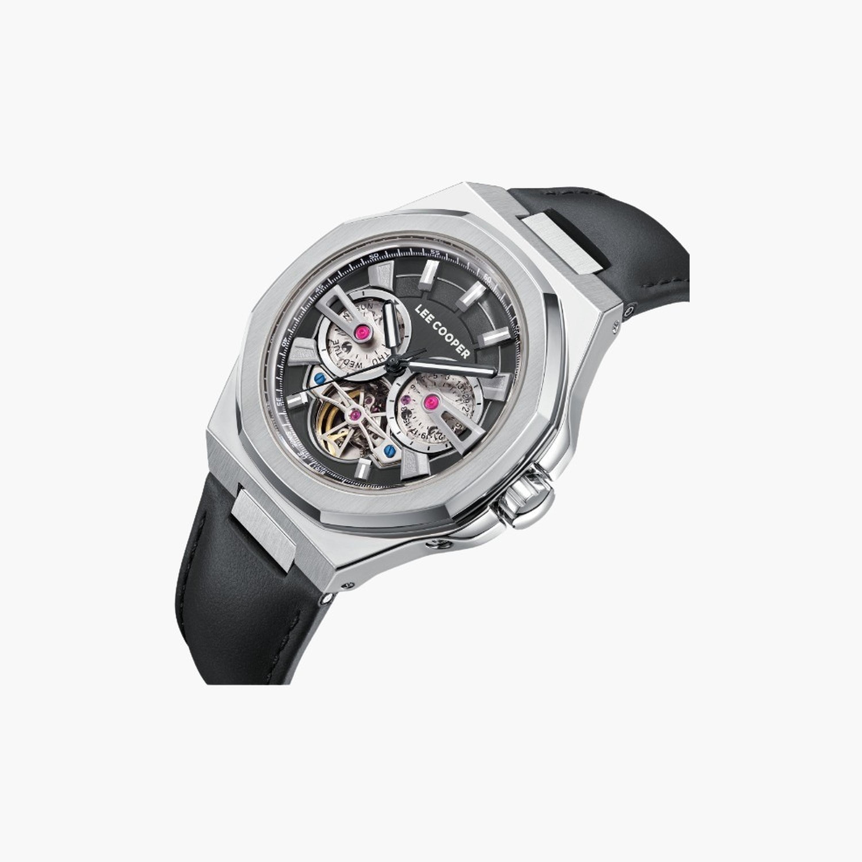 لي كوبر- ساعة رجالية 43 مم أوتوماتيكية سوار جلدي لون أسود-men-watchesandjewellery-watches-image-2