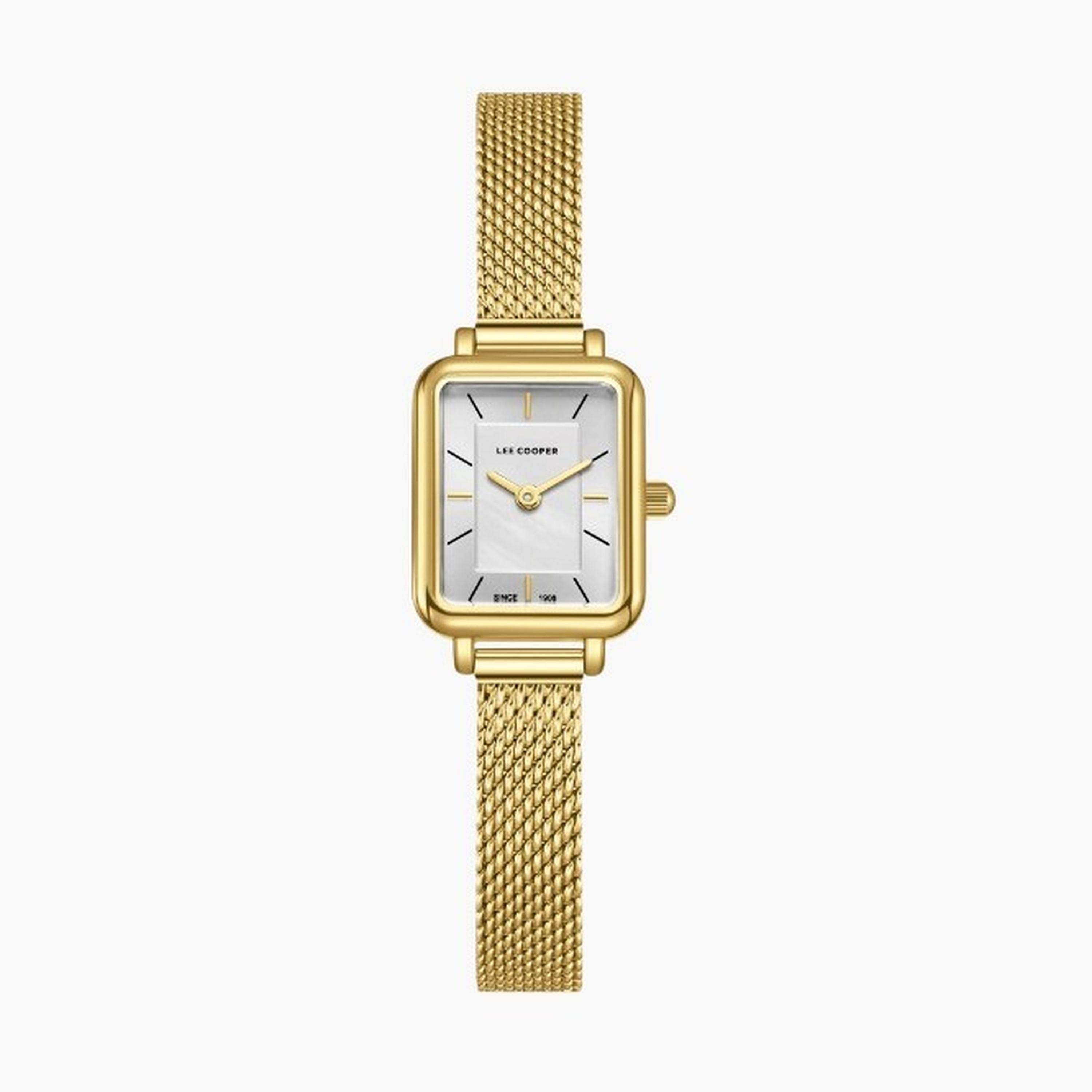لي كوبر- ساعة نسائية 26 مم تناظرية سوار شبكي لون لؤلؤي-women-watchesandjewellery-watches-image-1