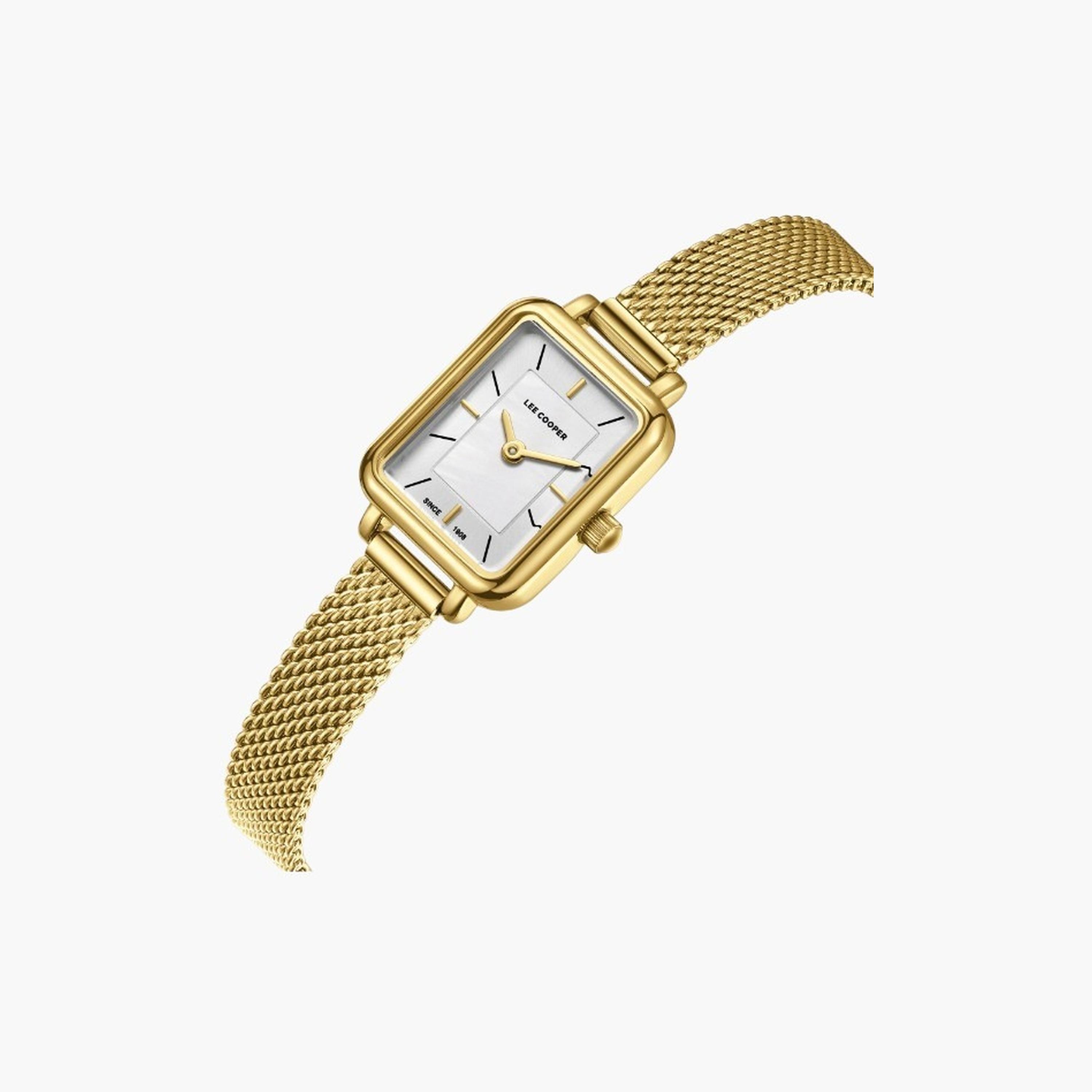 لي كوبر- ساعة نسائية 26 مم تناظرية سوار شبكي لون لؤلؤي-women-watchesandjewellery-watches-image-4