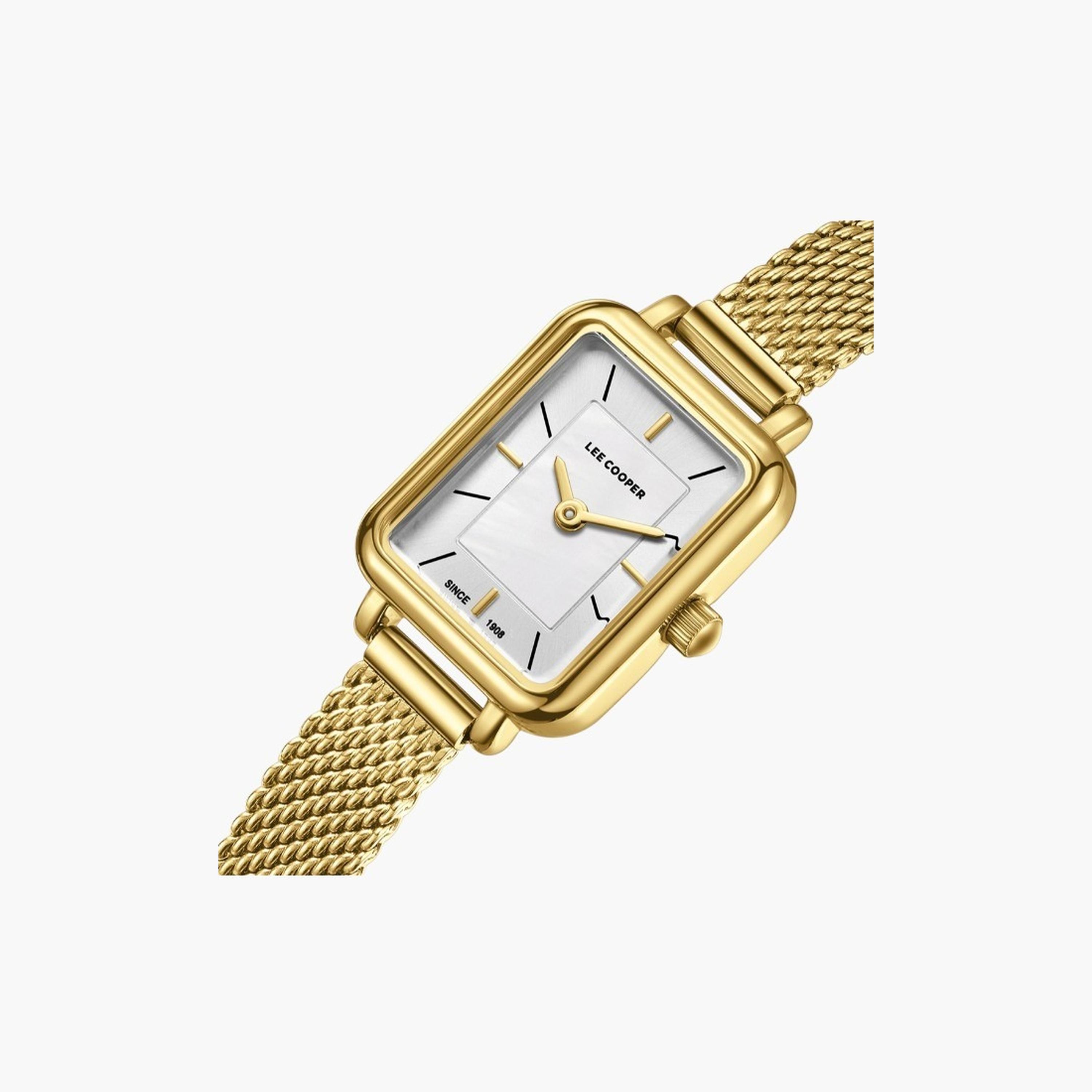 لي كوبر- ساعة نسائية 26 مم تناظرية سوار شبكي لون لؤلؤي-women-watchesandjewellery-watches-image-5