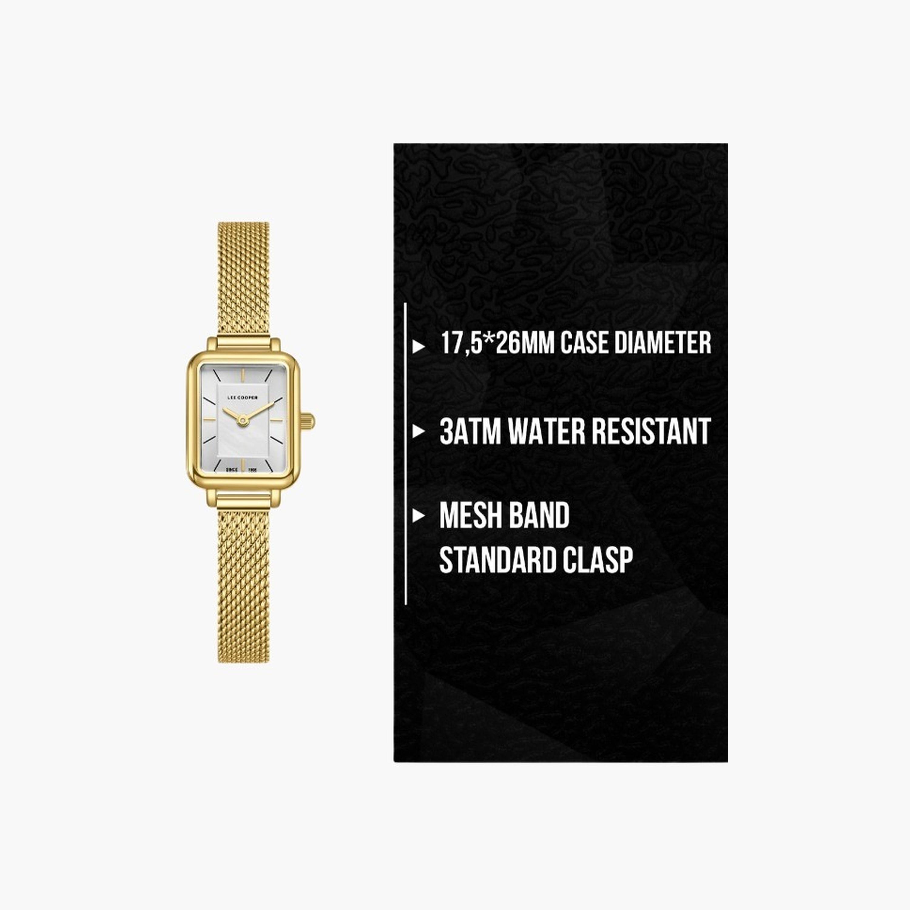 لي كوبر- ساعة نسائية 26 مم تناظرية سوار شبكي لون لؤلؤي-women-watchesandjewellery-watches-image-9