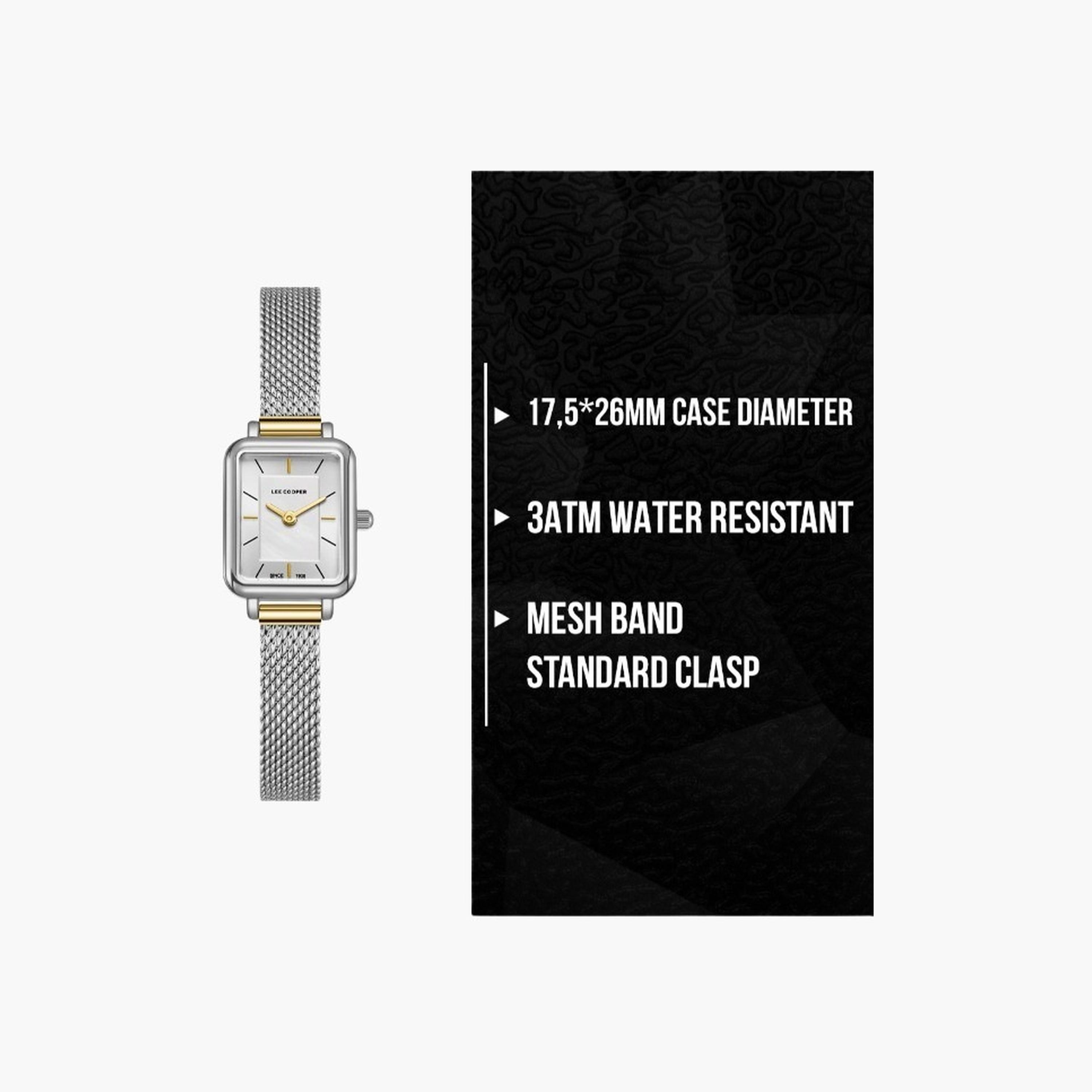 لي كوبر- ساعة نسائية 26 مم تناظرية سوار شبكي لون لؤلؤي-women-watchesandjewellery-watches-image-9