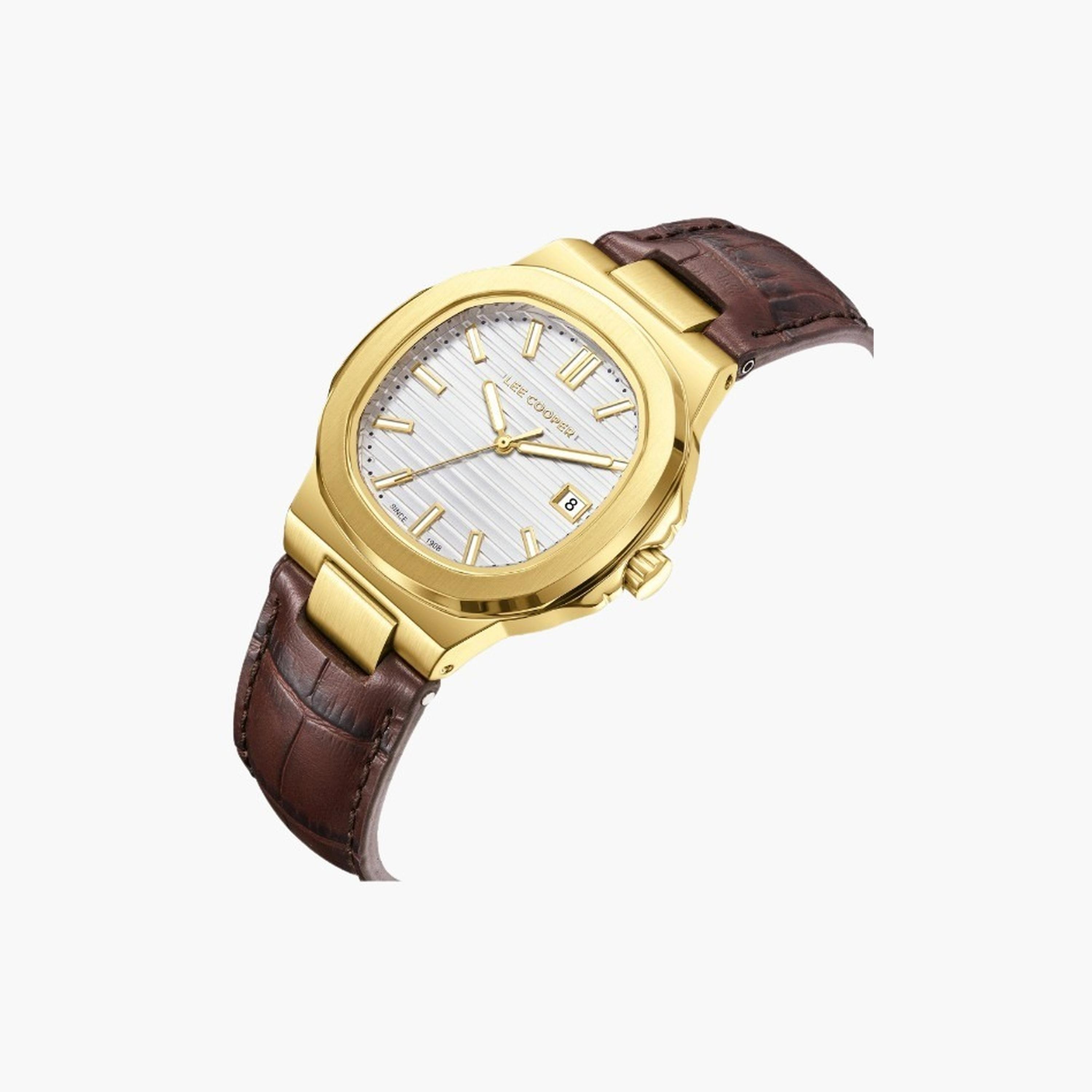 لي كوبر- ساعة نسائية 35 مم تناظرية سوار جلدي لون فضي-women-watchesandjewellery-watches-image-4