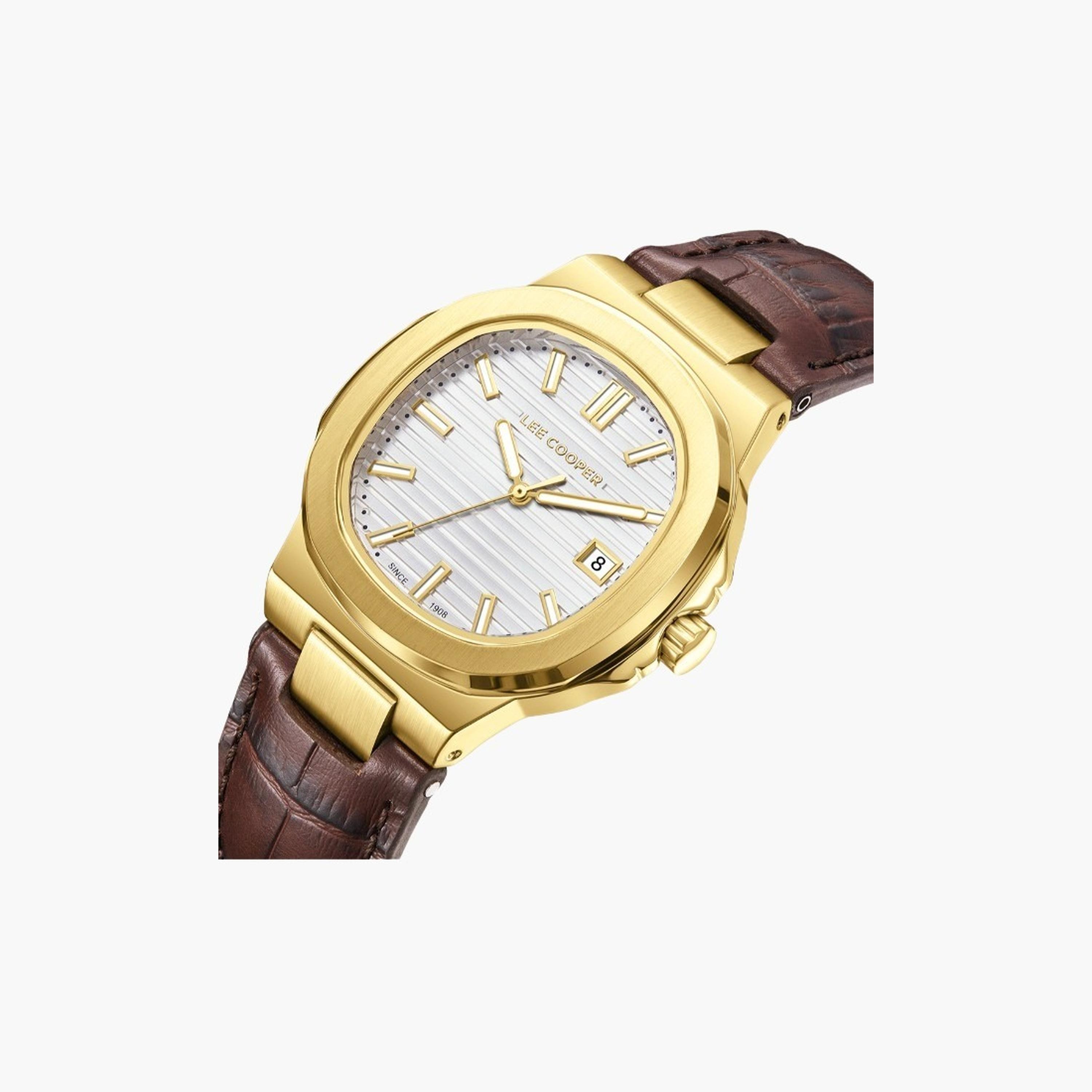 لي كوبر- ساعة نسائية 35 مم تناظرية سوار جلدي لون فضي-women-watchesandjewellery-watches-image-5