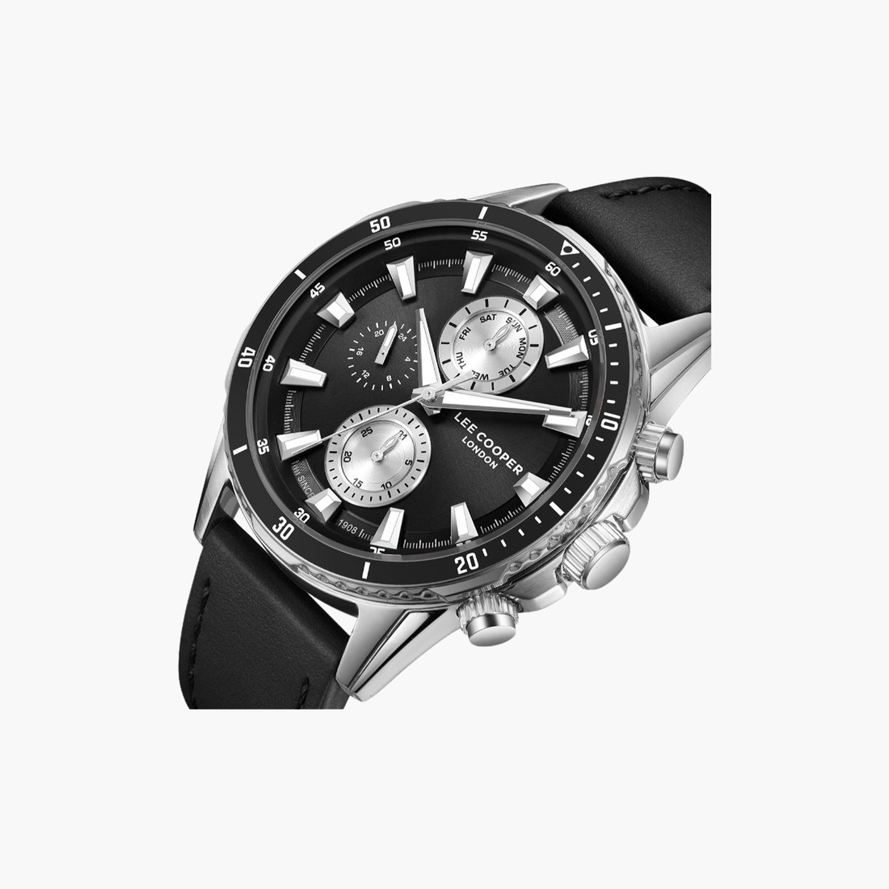 لي كوبر- ساعة رجالية 46 مم كرونوغراف سوار جلدي لون أسود-men-watchesandjewellery-watches-image-5