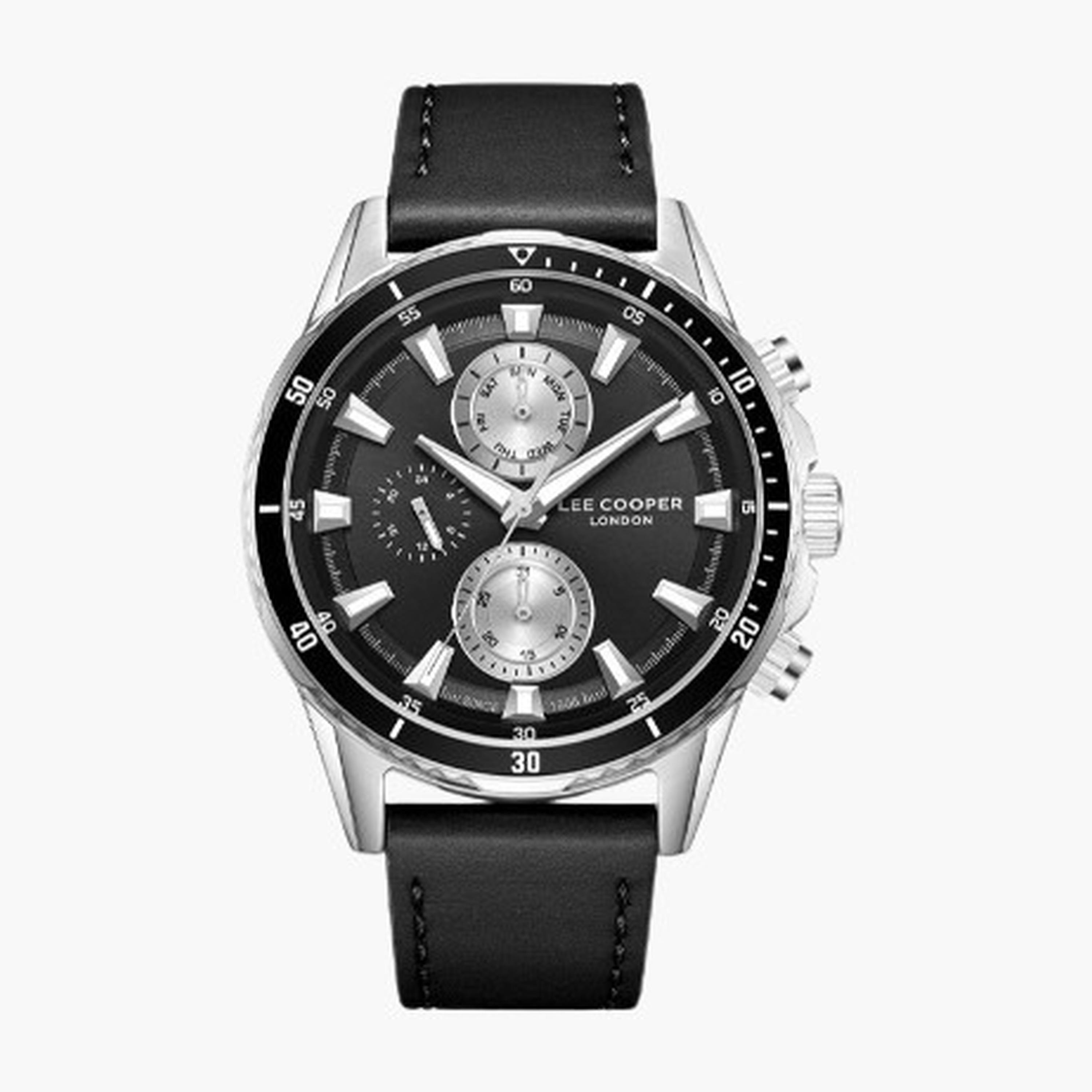 لي كوبر- ساعة رجالية 46 مم كرونوغراف سوار جلدي لون أسود-men-watchesandjewellery-watches-image-9