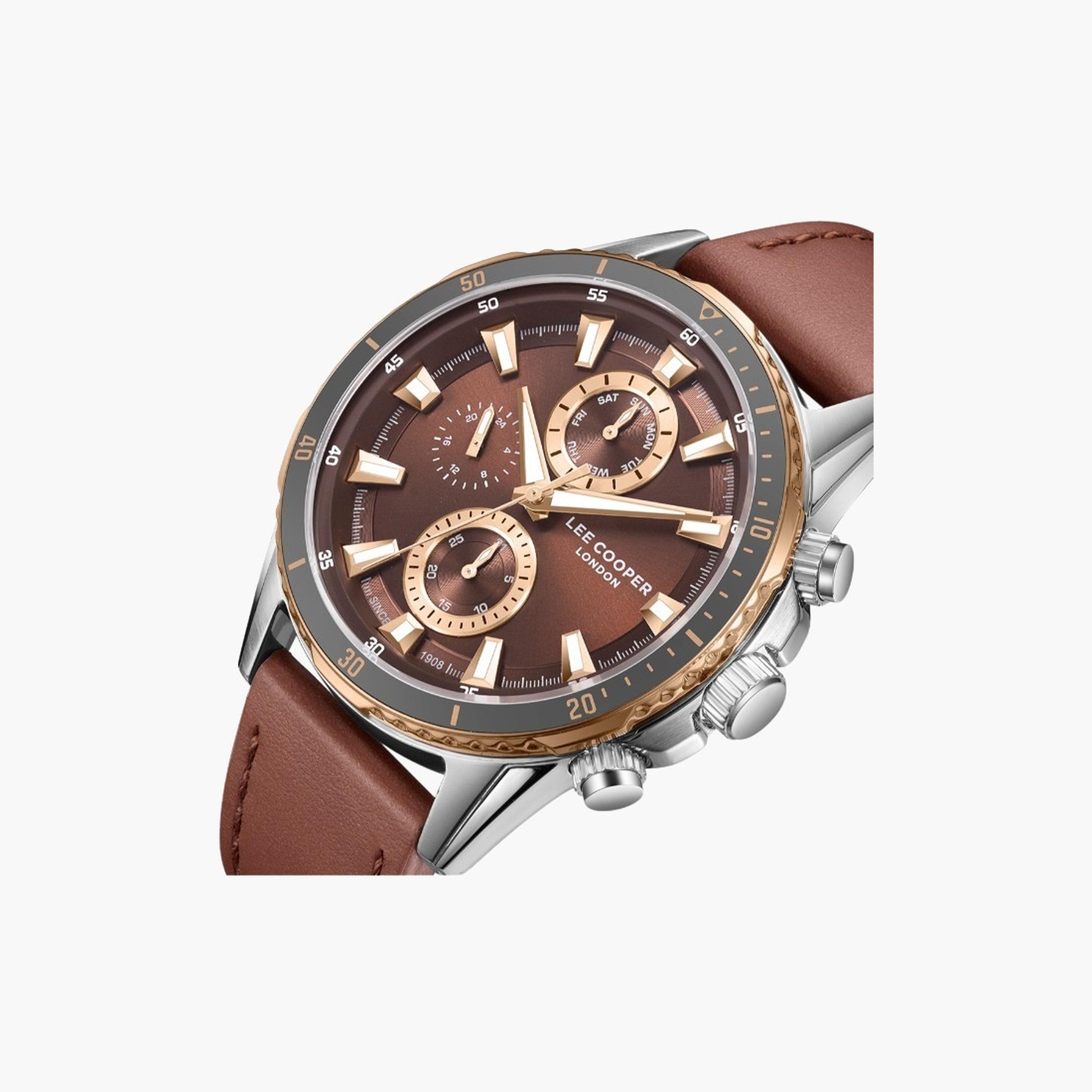 Lee Cooper Men's 46MM Brown Chronograph Leather Strap Watch | LC08004.551-men-watchesandjewellery-watches-image-5