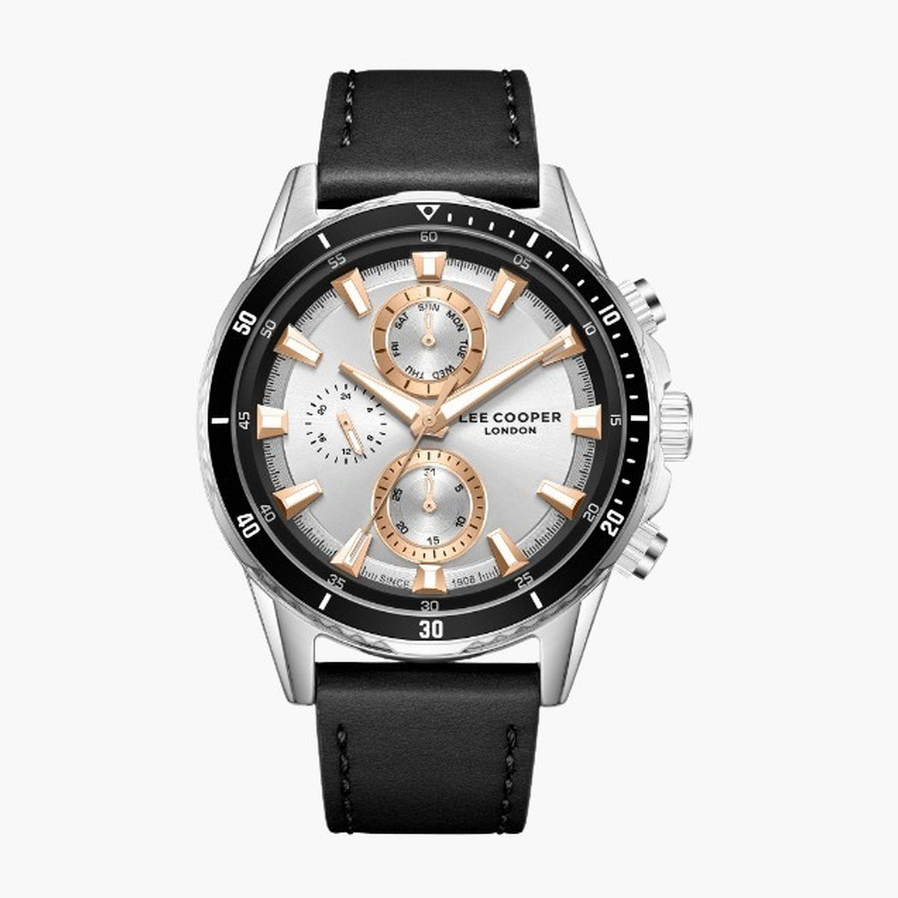 Lee Cooper Men's 46MM Black Chronograph Leather Strap Watch | LC08004.331-men-watchesandjewellery-watches-image-1