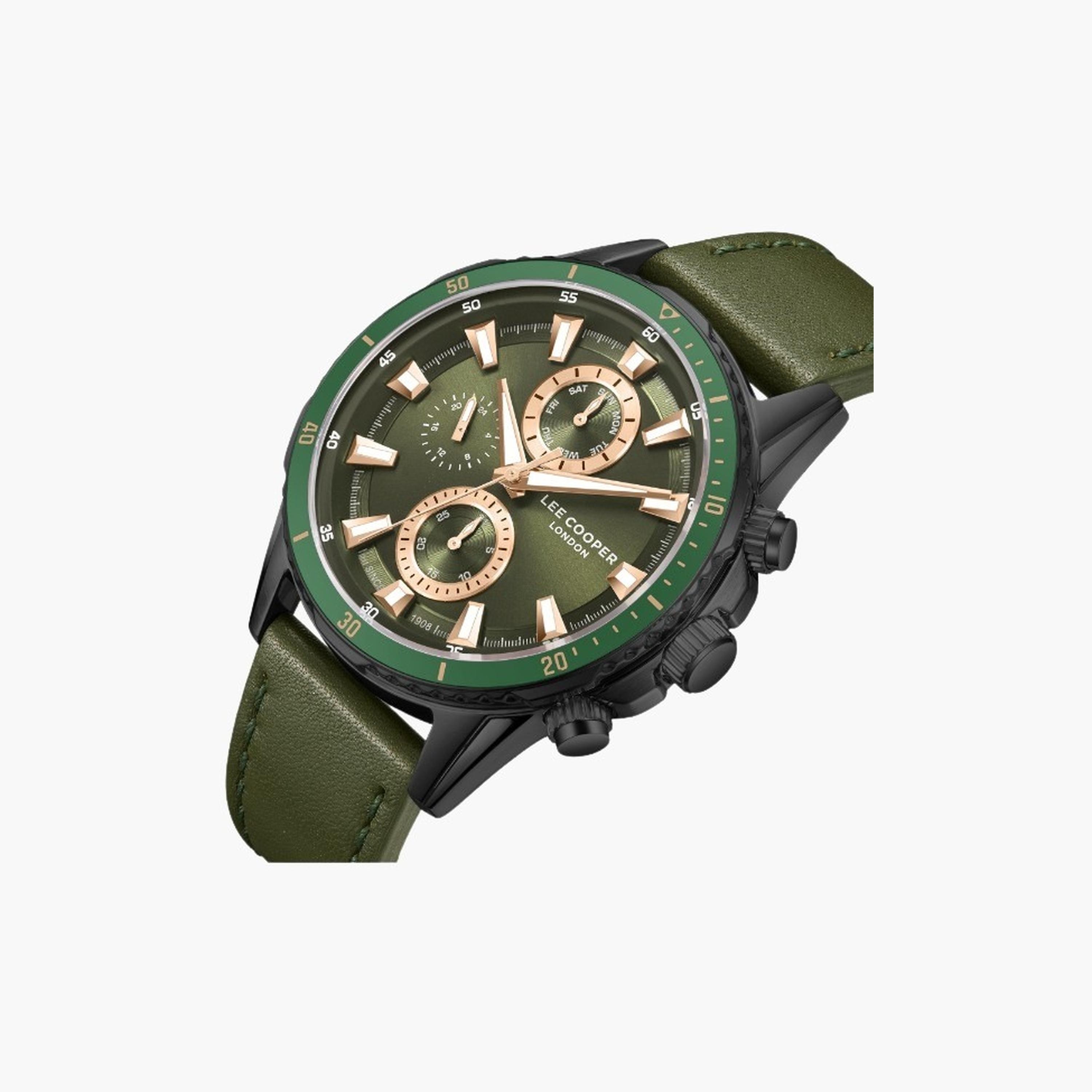 Lee Cooper Men's 46MM Green Chronograph Leather Strap Watch | LC08004.077-men-watchesandjewellery-watches-image-2