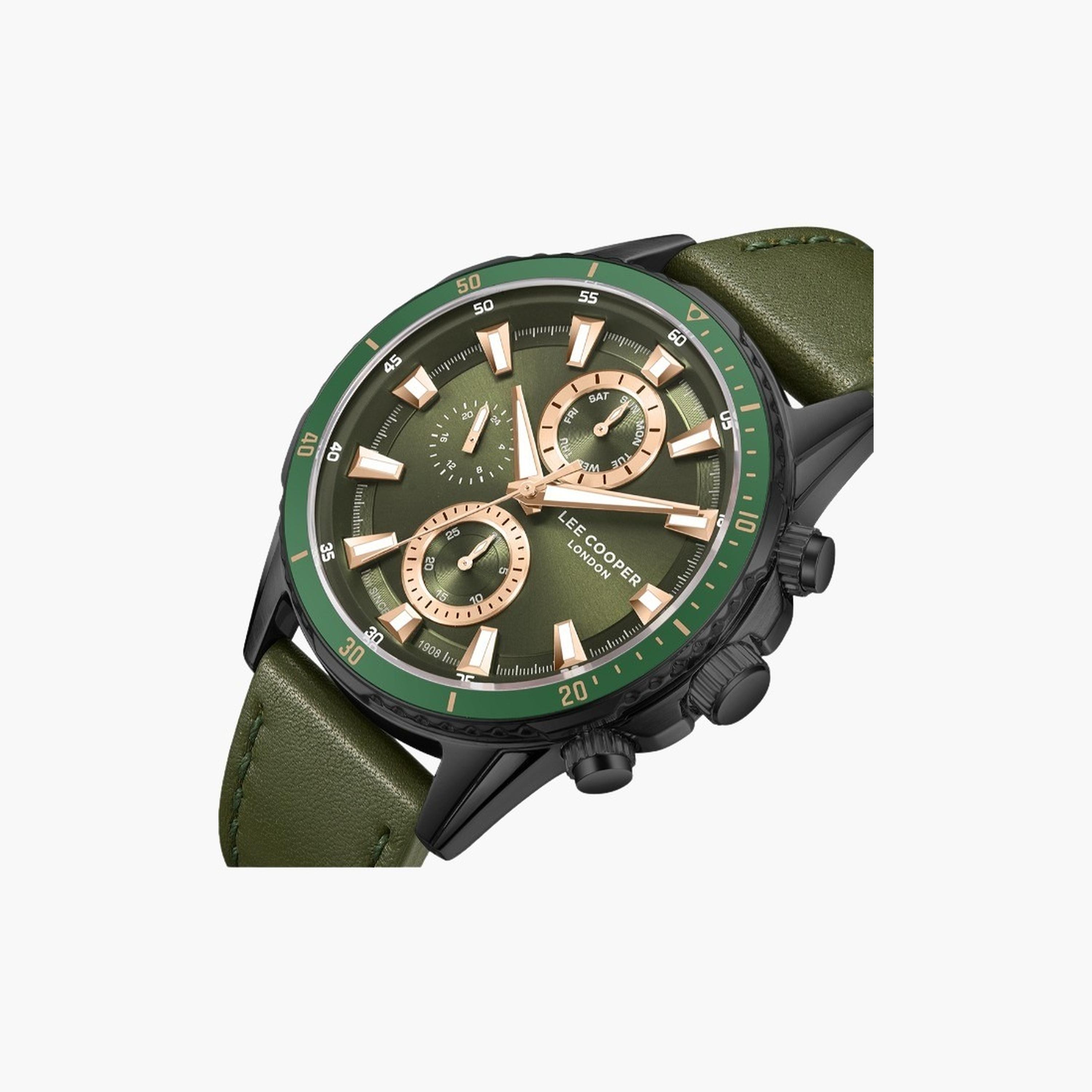 Lee Cooper Men's 46MM Green Chronograph Leather Strap Watch | LC08004.077-men-watchesandjewellery-watches-image-5