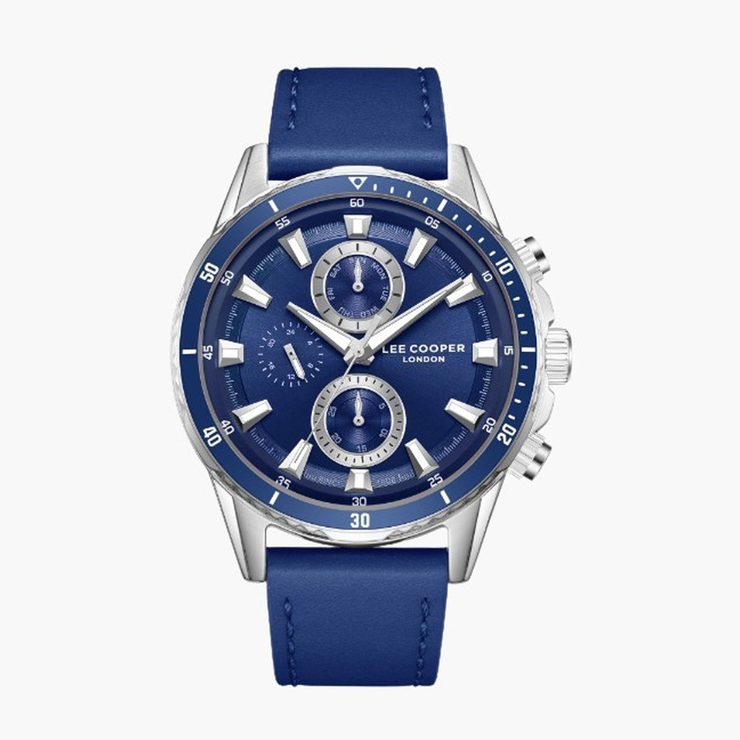 Lee Cooper Men's 46MM Blue Chronograph Leather Strap Watch | LC08004.399-men-watchesandjewellery-watches-image-1