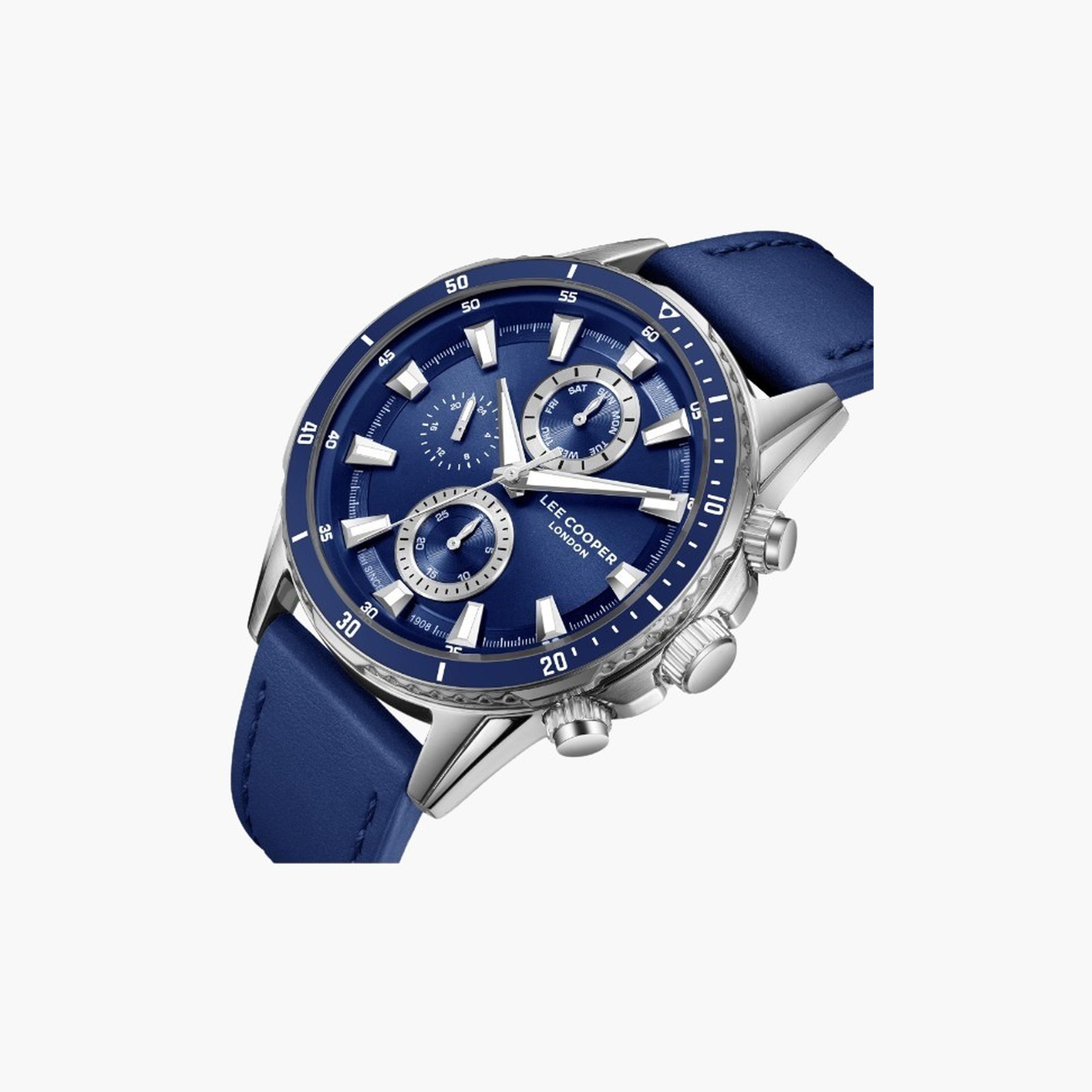 Lee Cooper Men's 46MM Blue Chronograph Leather Strap Watch | LC08004.399-men-watchesandjewellery-watches-image-2