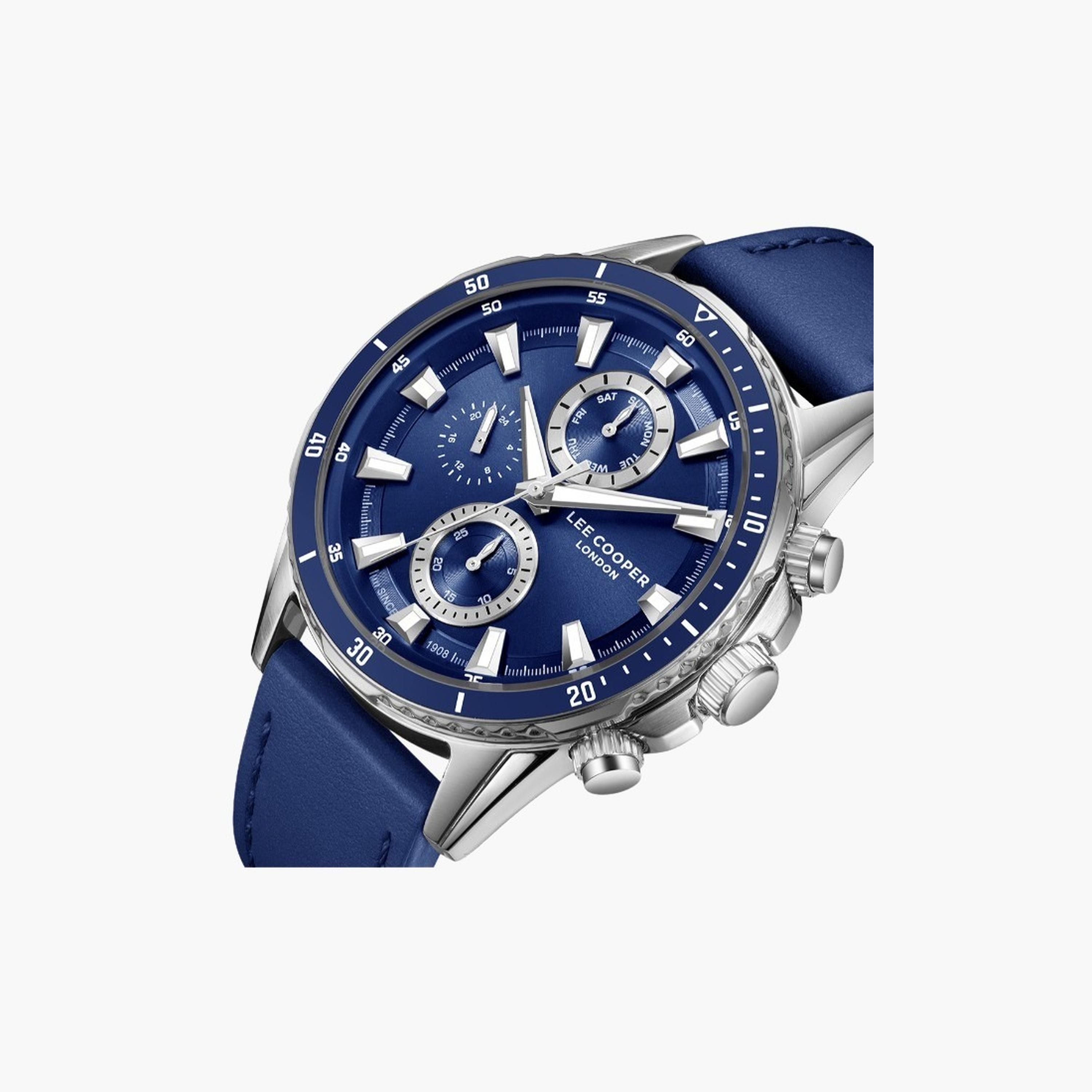 Lee Cooper Men's 46MM Blue Chronograph Leather Strap Watch | LC08004.399-men-watchesandjewellery-watches-image-5