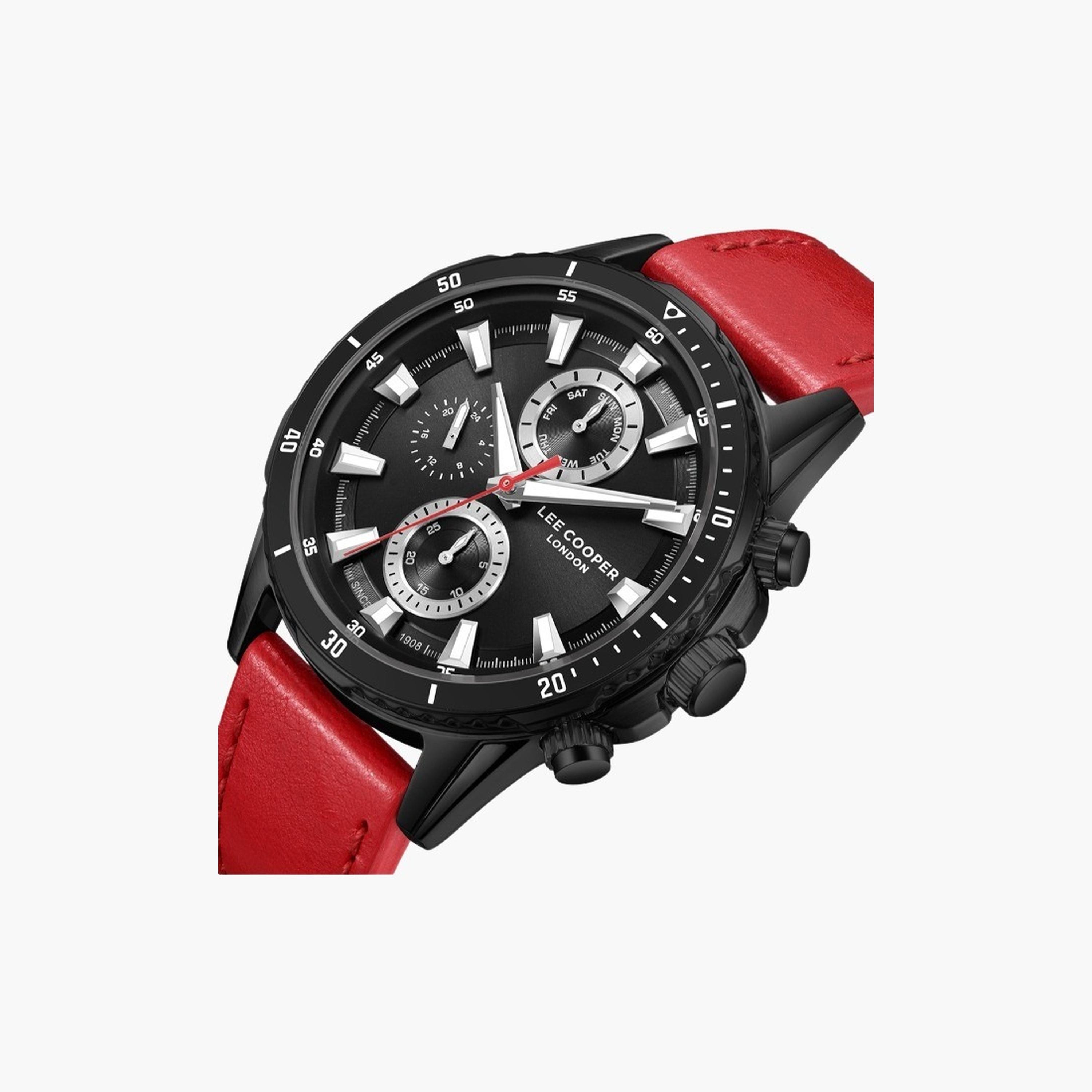 Lee Cooper Men's 46MM Red Chronograph Leather Strap Watch | LC08004.658-men-watchesandjewellery-watches-image-5
