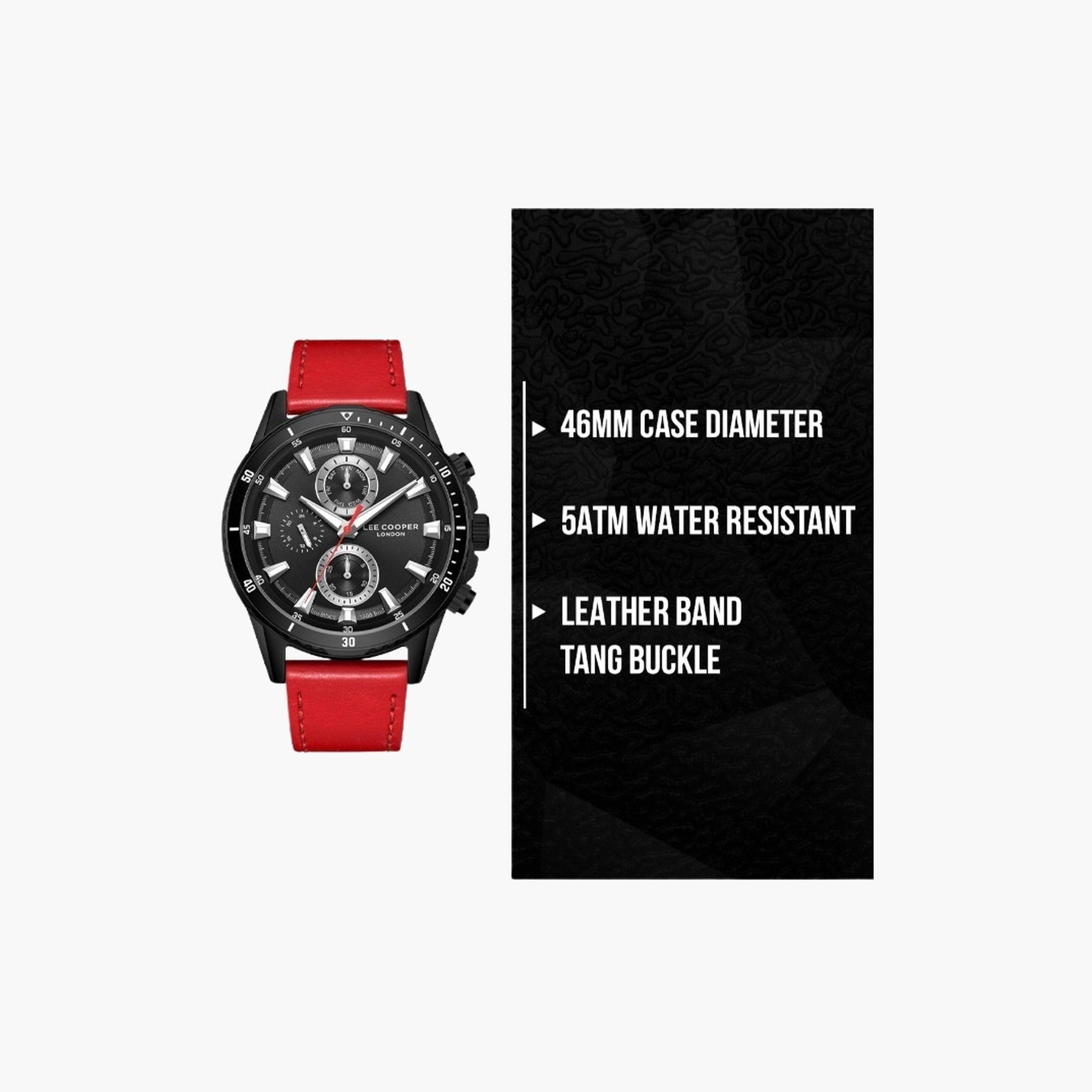 Lee Cooper Men's 46MM Red Chronograph Leather Strap Watch | LC08004.658-men-watchesandjewellery-watches-image-9