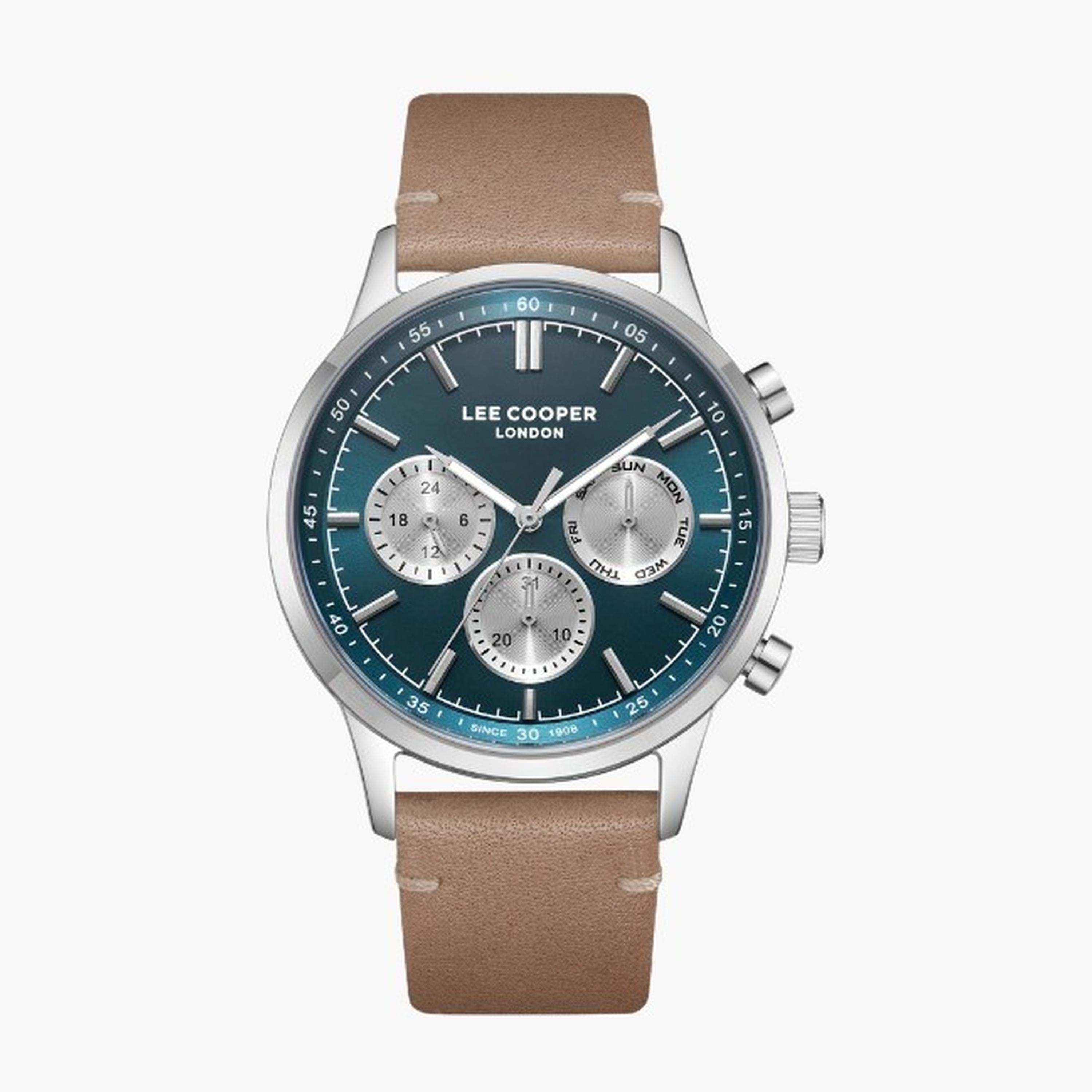 لي كوبر- ساعة رجالية كرونوغراف سوار جلدي لون أخضر غامق-men-watchesandjewellery-watches-image-1