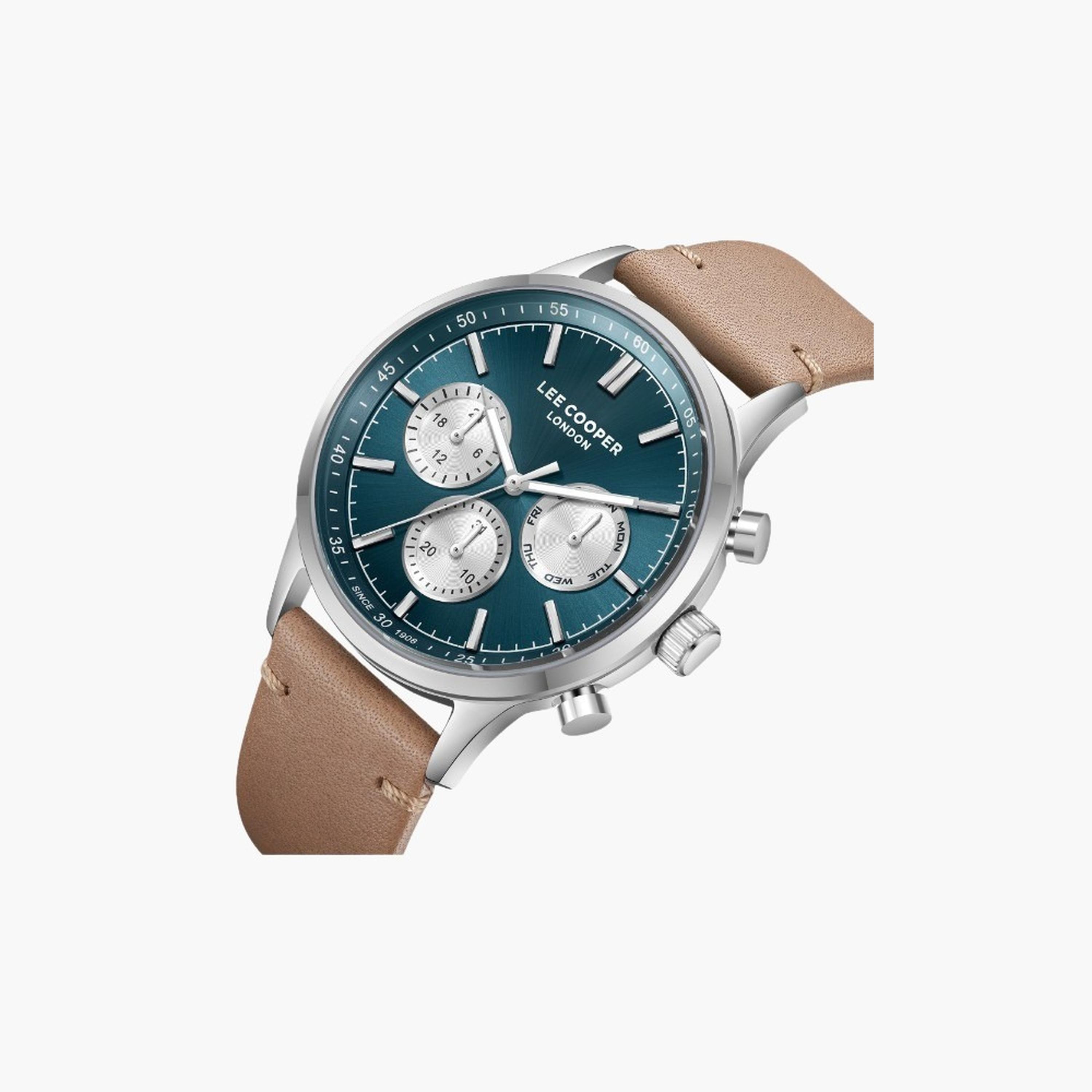 لي كوبر- ساعة رجالية كرونوغراف سوار جلدي لون أخضر غامق-men-watchesandjewellery-watches-image-2