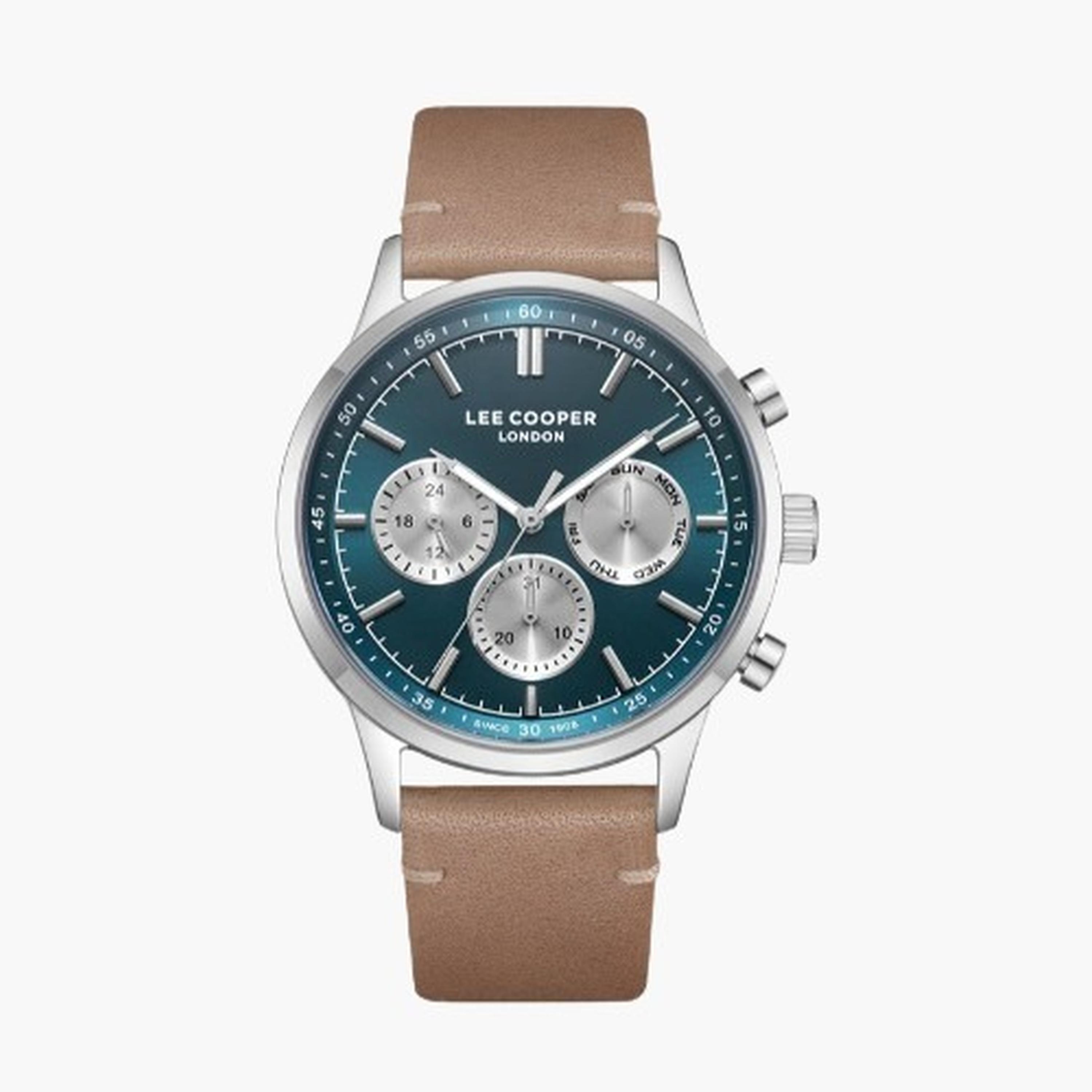 لي كوبر- ساعة رجالية كرونوغراف سوار جلدي لون أخضر غامق-men-watchesandjewellery-watches-image-9