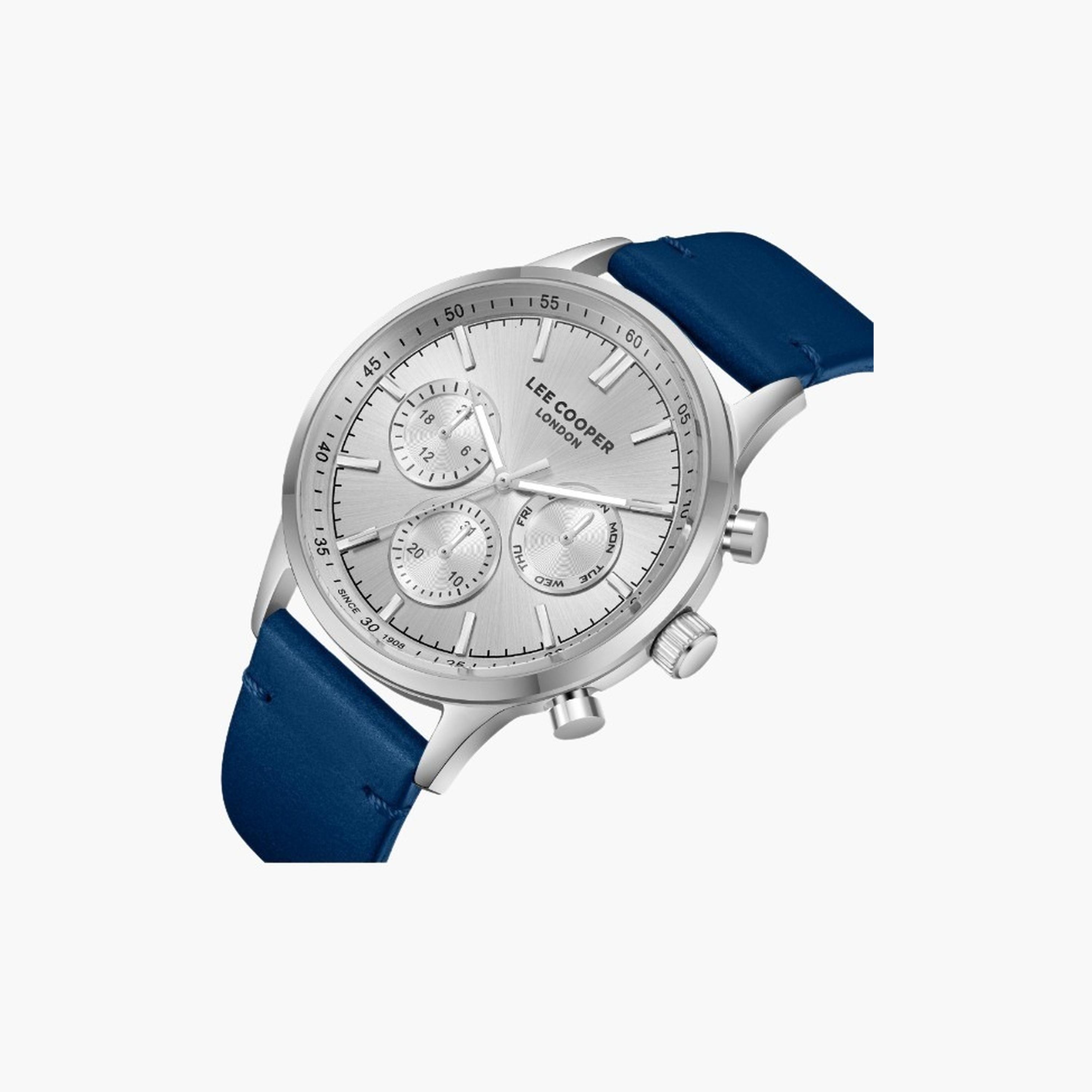 لي كوبر- ساعة رجالية كرونوغراف سوار جلدي لون فضي-men-watchesandjewellery-watches-image-2