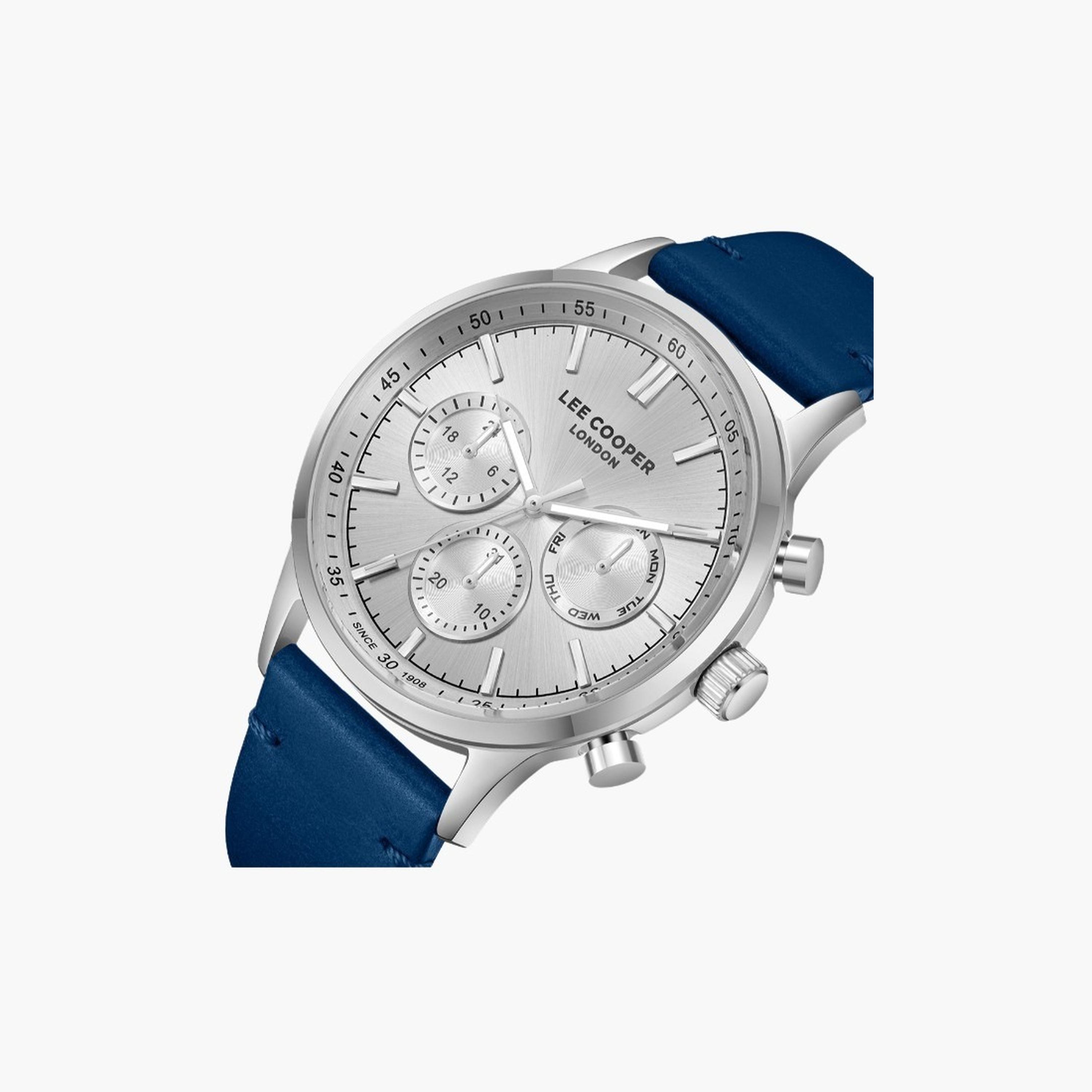 لي كوبر- ساعة رجالية كرونوغراف سوار جلدي لون فضي-men-watchesandjewellery-watches-image-5