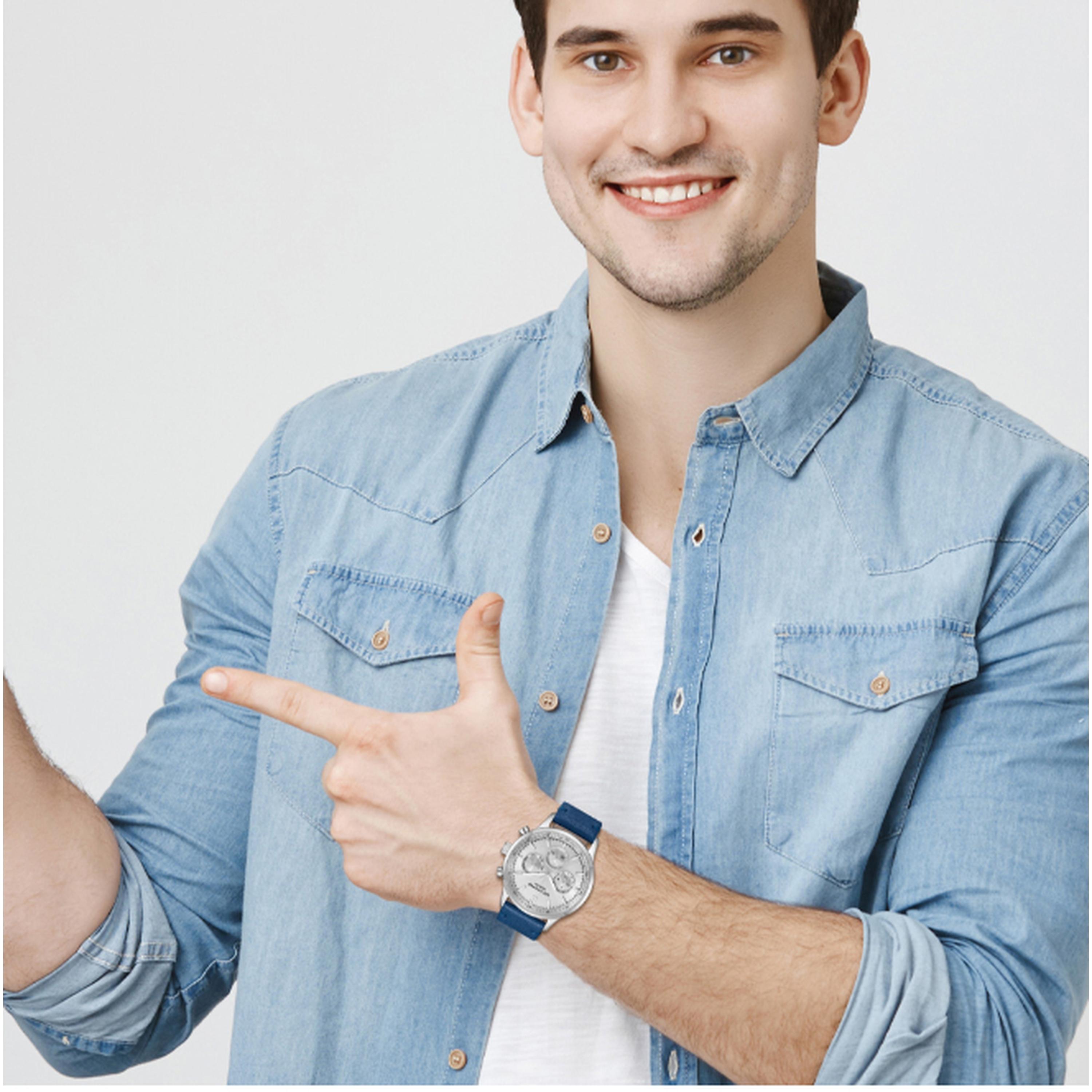 لي كوبر- ساعة رجالية كرونوغراف سوار جلدي لون فضي-men-watchesandjewellery-watches-image-7