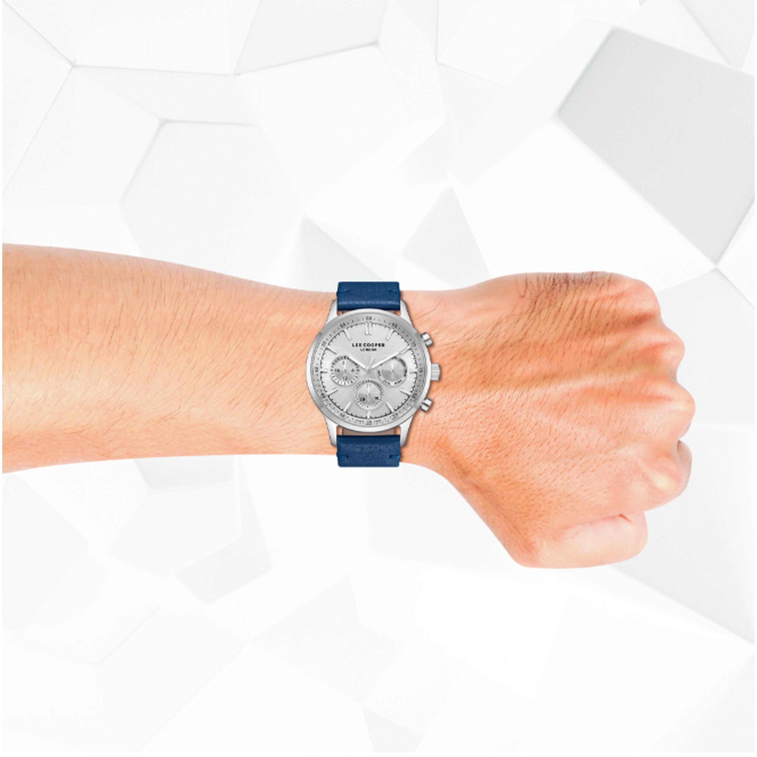 لي كوبر- ساعة رجالية كرونوغراف سوار جلدي لون فضي-men-watchesandjewellery-watches-image-8